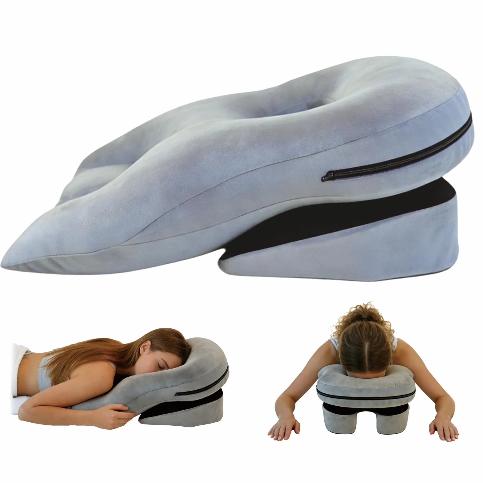 Almohada facial para dormir, almohada boca abajo para dormir para el apoyo después de intervenciones, cabecero de masaje ajustable en altura para la cama, equipo de recuperación de vitrectomía