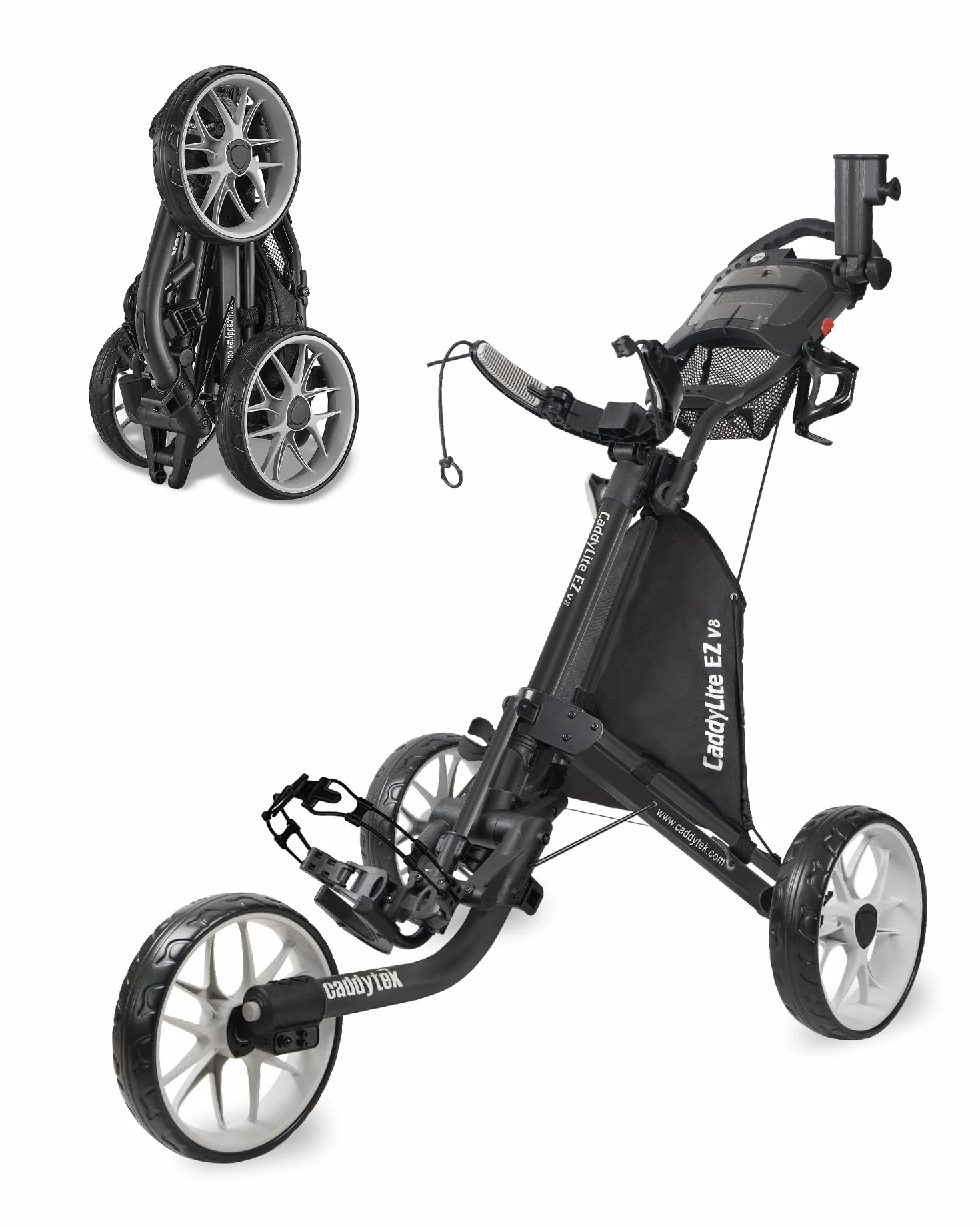 Caddytek CaddyLite EZ V8 3 Wheel Golf Push Cart Foldable Lightweight with Foot Brake