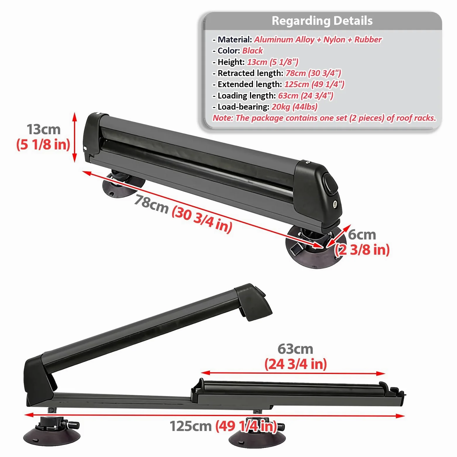 Portaesquis Portaesquís Telescópico sin Barras (2 Unidades) Almacenamiento Universal para Tablas de Snowboard, Surf y Esquís en El Techo, Porta Skis para Coche(Black)