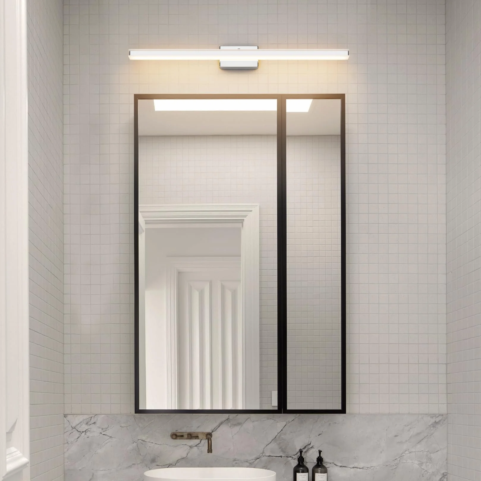Klighten Luz Espejo Baño LED 60cm 20W 2000LM Apliques Moderno 110-240V 3000K Blanco Cálido Cromo
