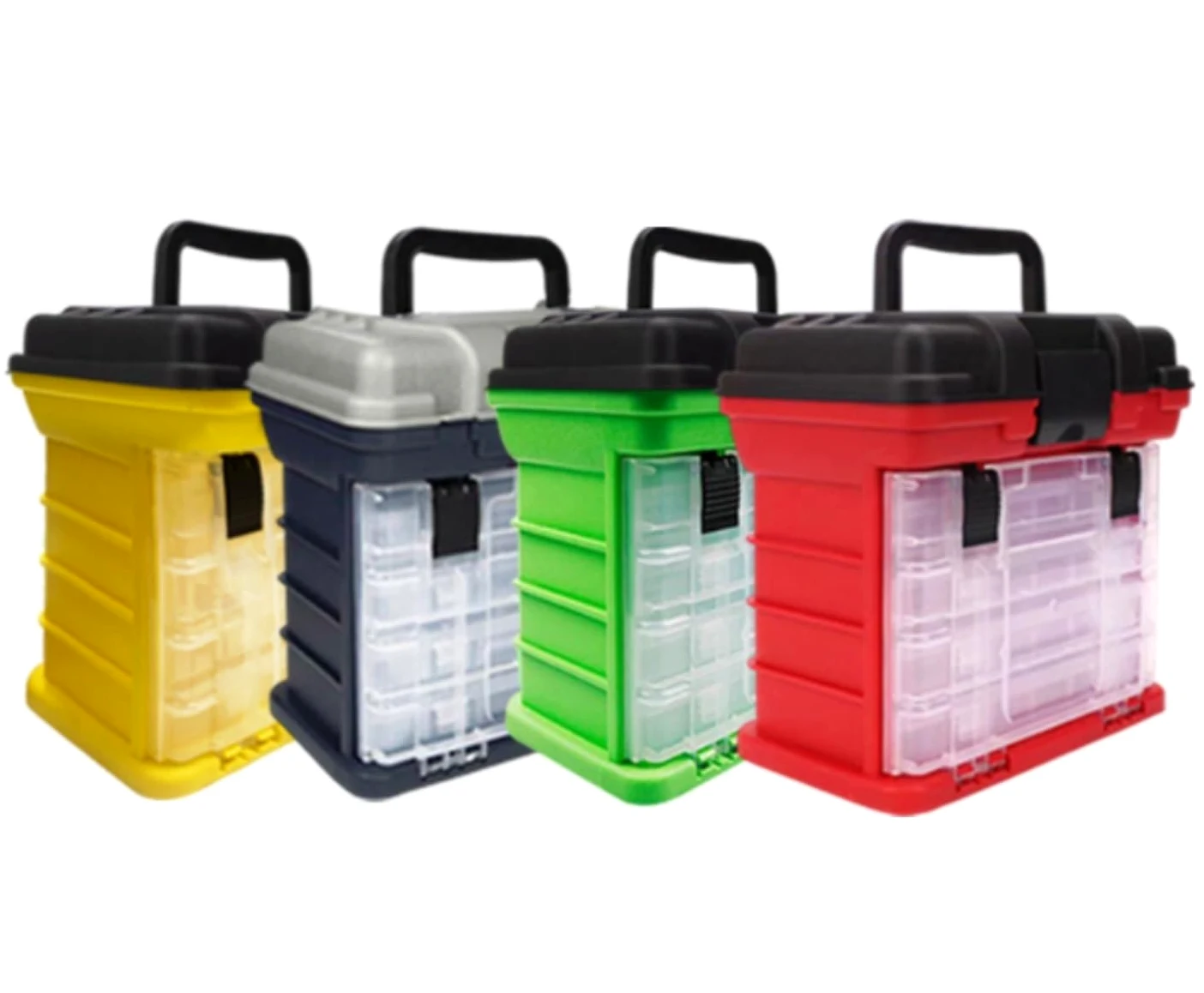 Caja para Aparejos Pesca, Caja De Herramientas De Pesca Caja Contenedora De Múltiples Capas Caja De Almacenamiento De Anzuelos De Pesca Con Mango De Plástico Caja para Accesorios de Pesca(Yellow)