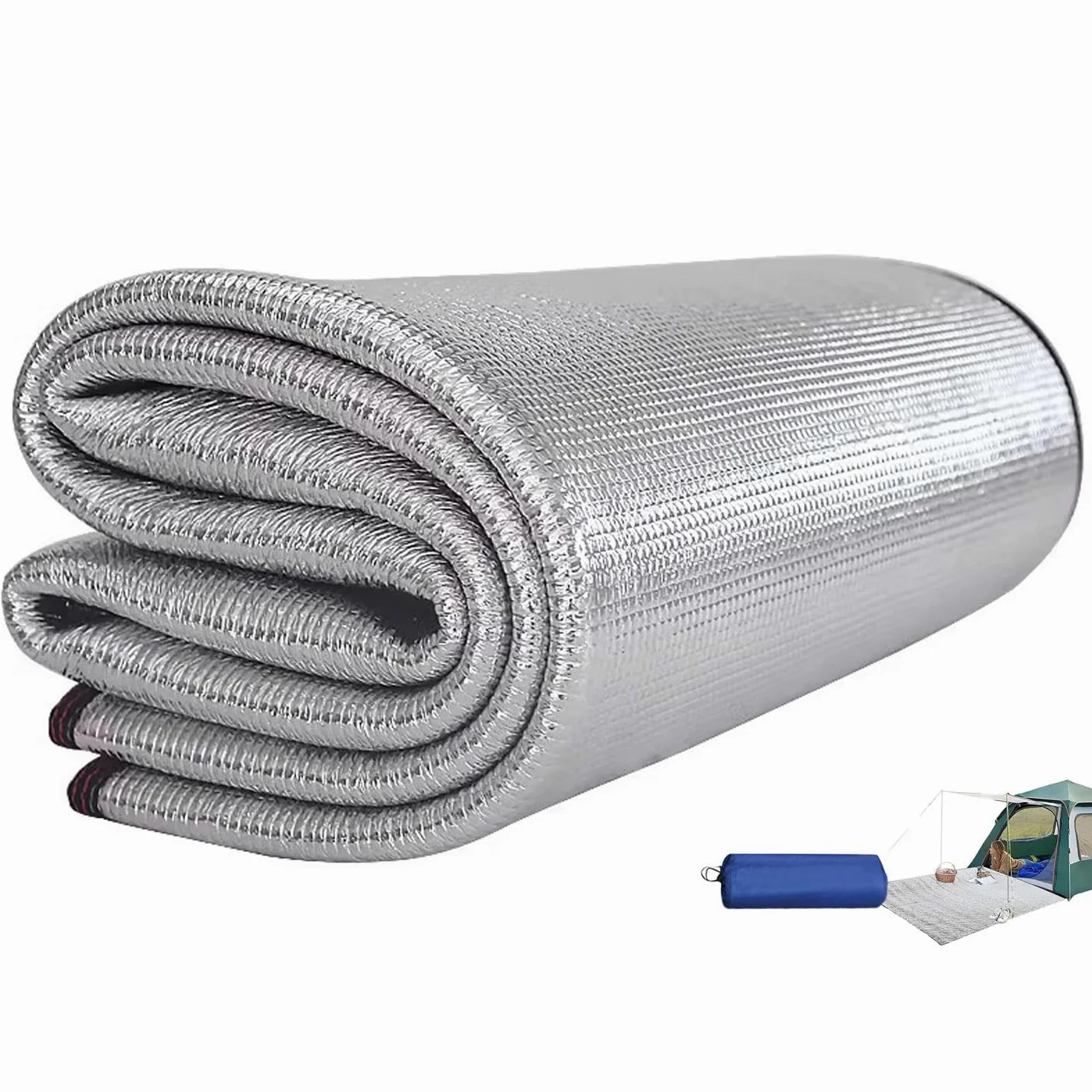 Esterilla de Camping de Aluminio, Colchoneta Plegable for Acampar, Aislante de Aluminio, de Espuma EPE de 7 mm de Grosor, Varios tamaños, con Bolsa de Almacenamiento.