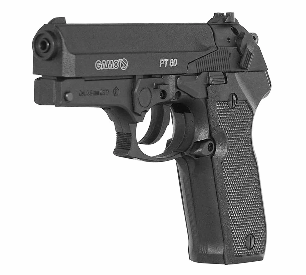 Tiendas LGP - Gamo, Pistola perdigón Gamo PT-80. Calibre 4,5 mm. 3,5 Julios + Maletín de Transporte + 250 balines + 2 Cargadores + Bombona CO2