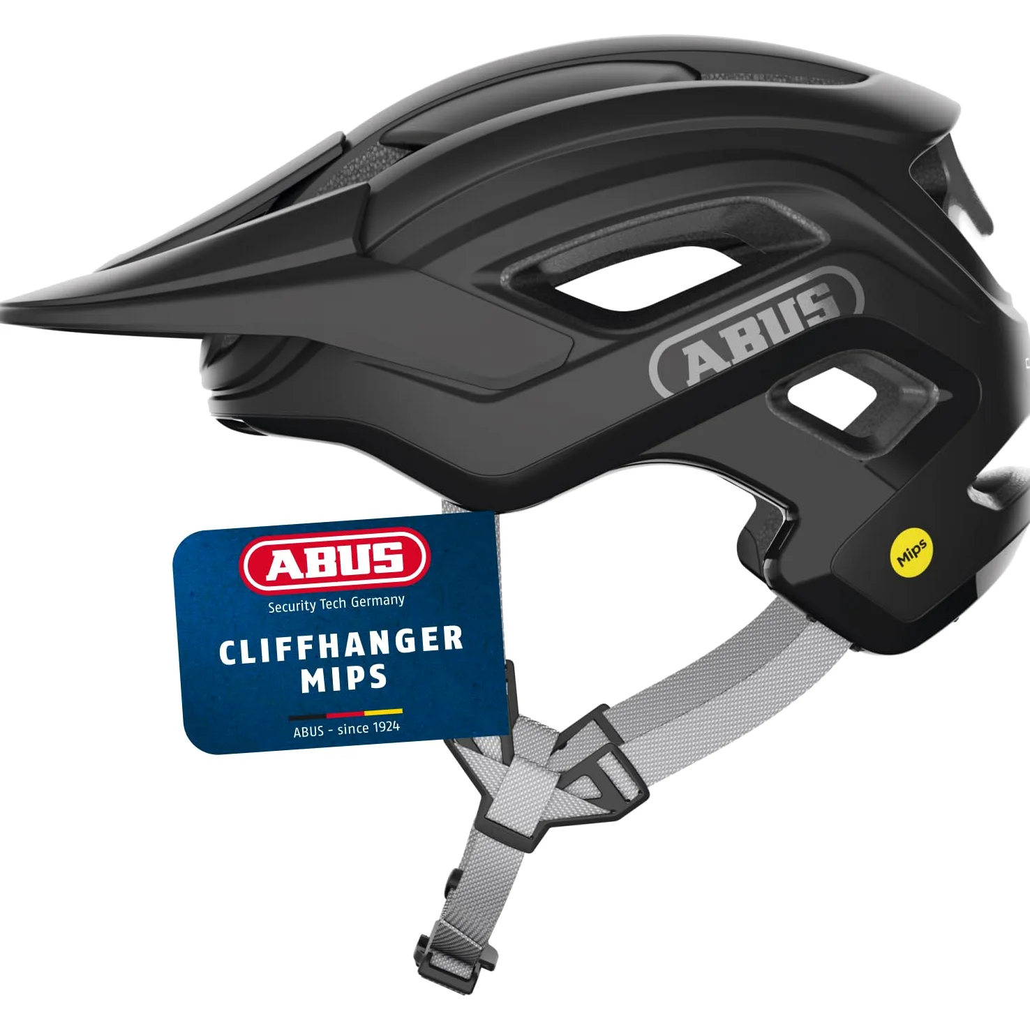 ABUS Cliffhanger MIPS Casco MTB Bicicleta de Montaña, Muted Black, L | Casco MTB con protección Mips, Singletrail y Enduro, cierre magnético, visera ajustable en altura