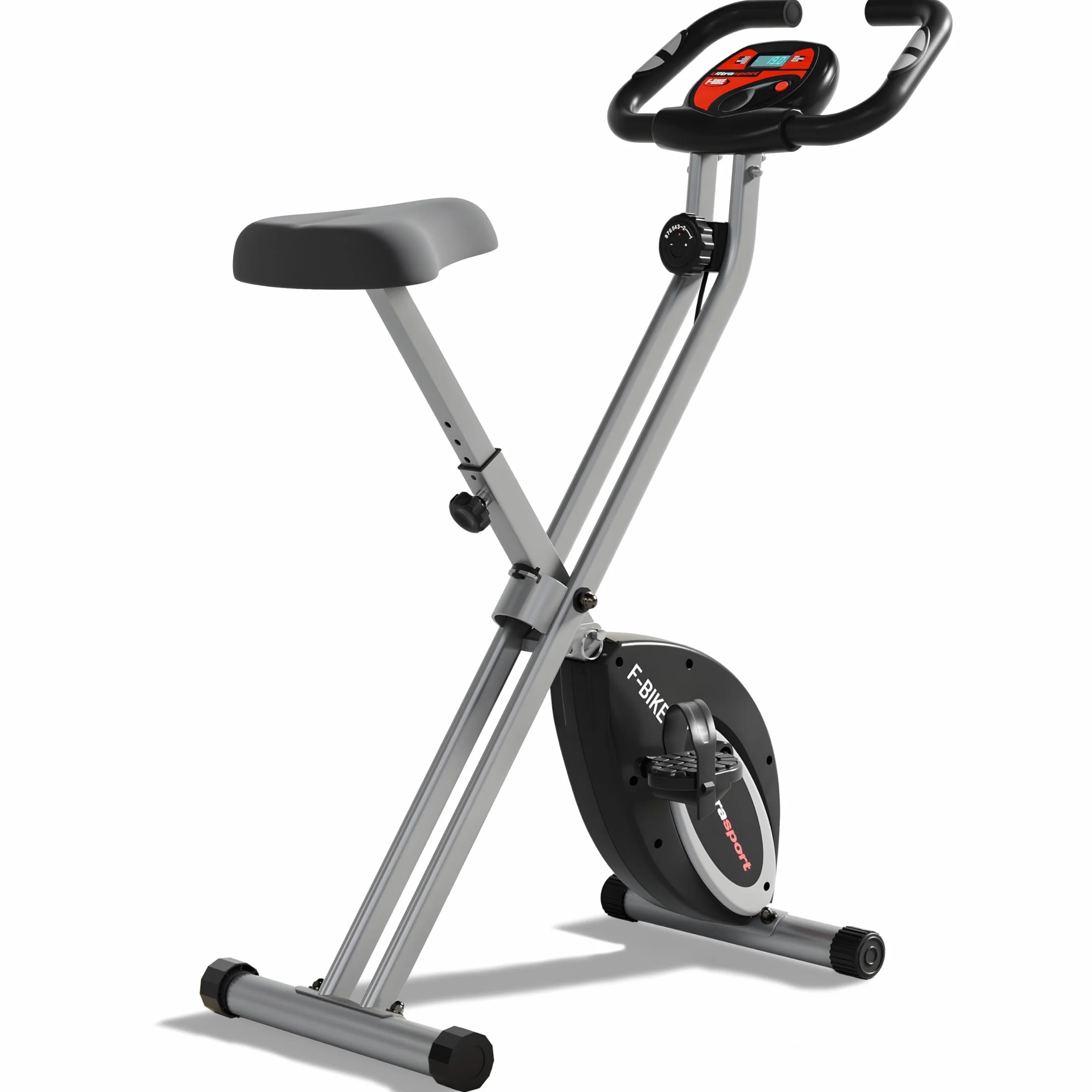 Ultrasport F-Bike, Entrenador Bicicleta, entrena casa, bicicleta aptitud plegable, computadora entrenamie integrada, sensores pulso mano, plegable, 8 niveles resistencia, ideal para mayores y jóvenes