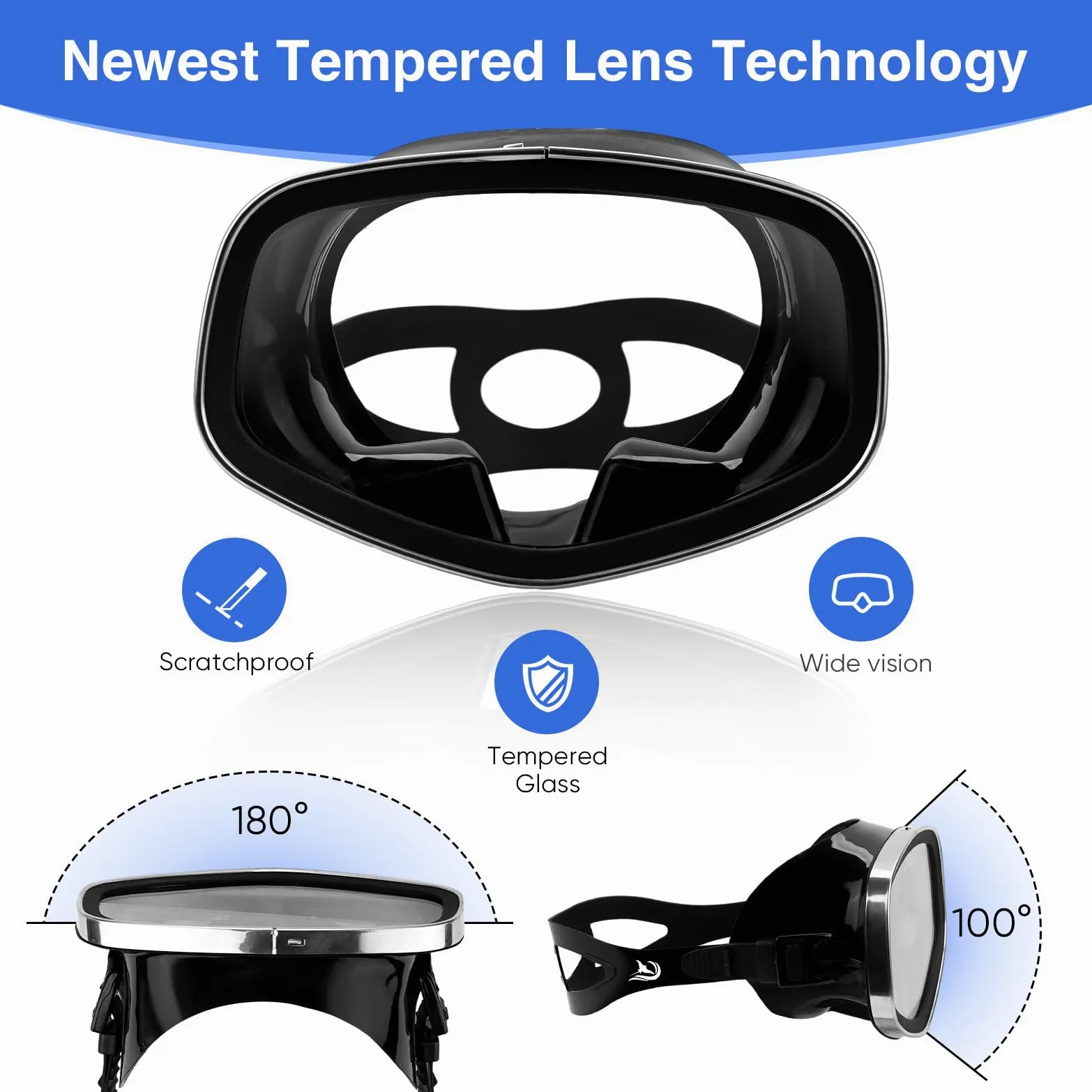 Mascarilla Gafas Buceo con Válvula de Drenaje Amplia Vista Adecuada para Adultos, Buceo, Buceo Libre y Esnórquel
