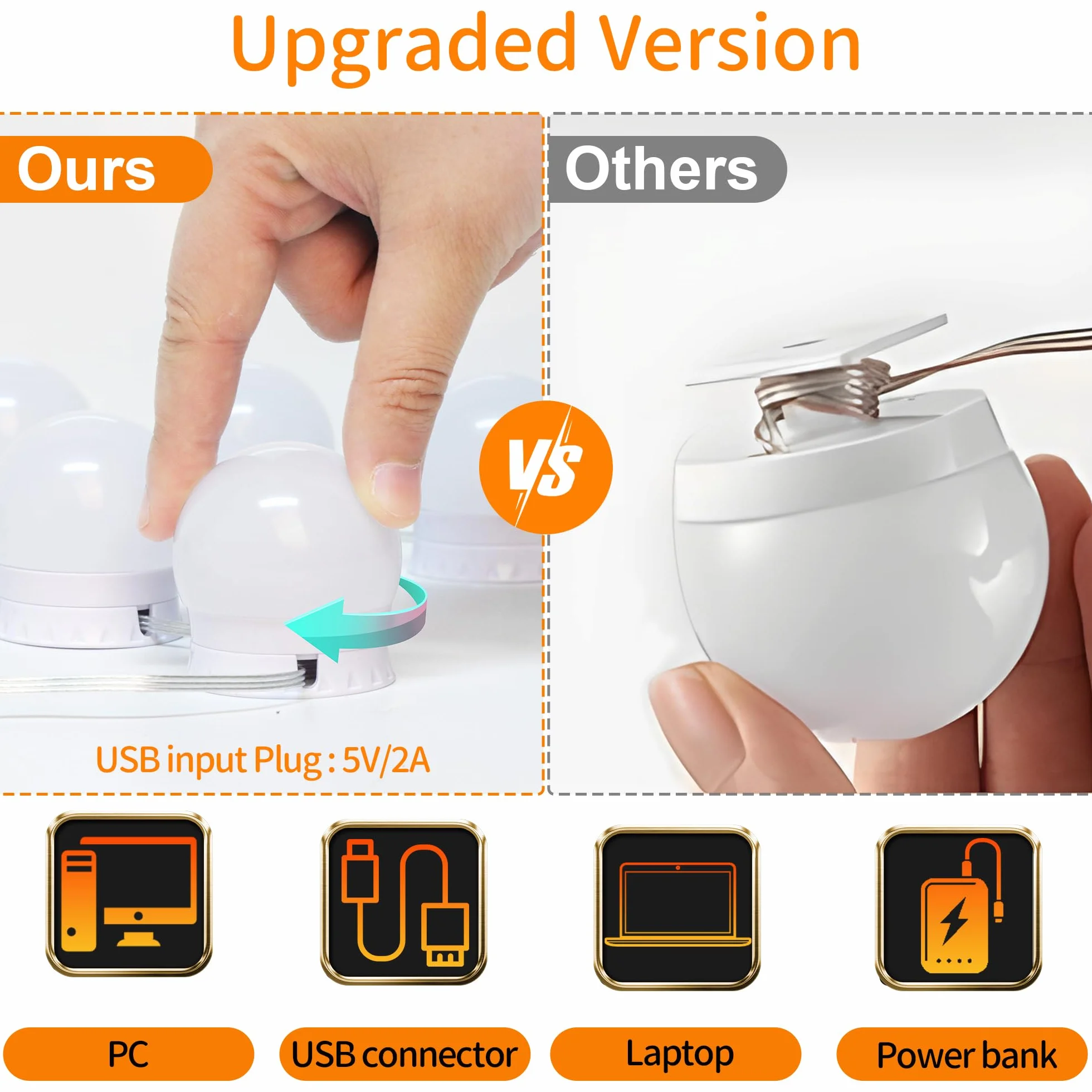 daphomeu LED Espejo Luz 3 Colores, Regulable, Lámpara de Tocador, Espejo Cosmético de Baño