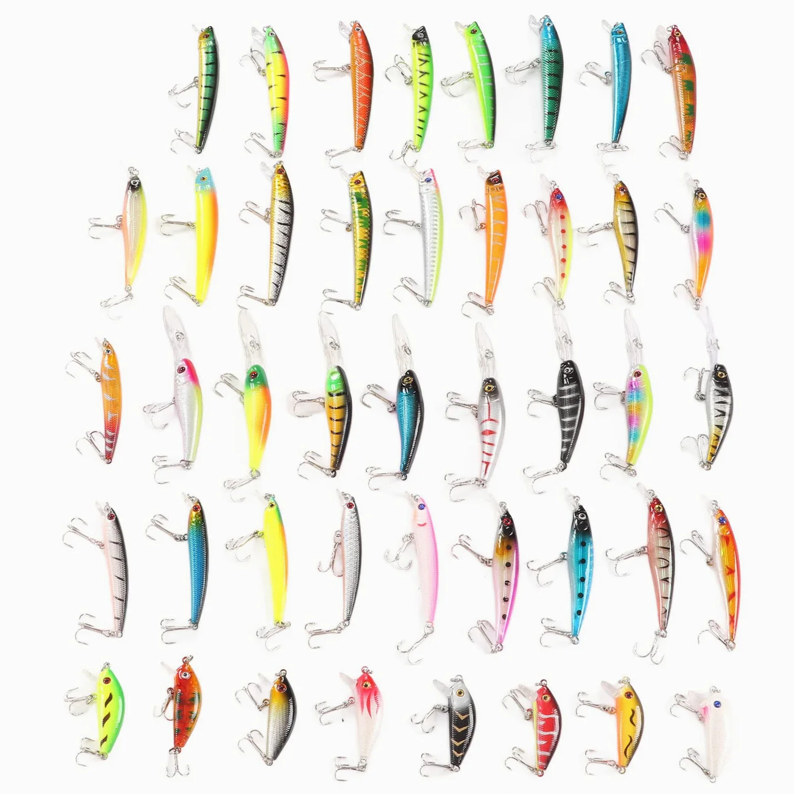 Kit de Señuelos de Pesca de 43 Uds., Cebo Artificial, Señuelos de Pececillo Duraderos para Entusiastas de la Pesca de Agua Dulce y Salada