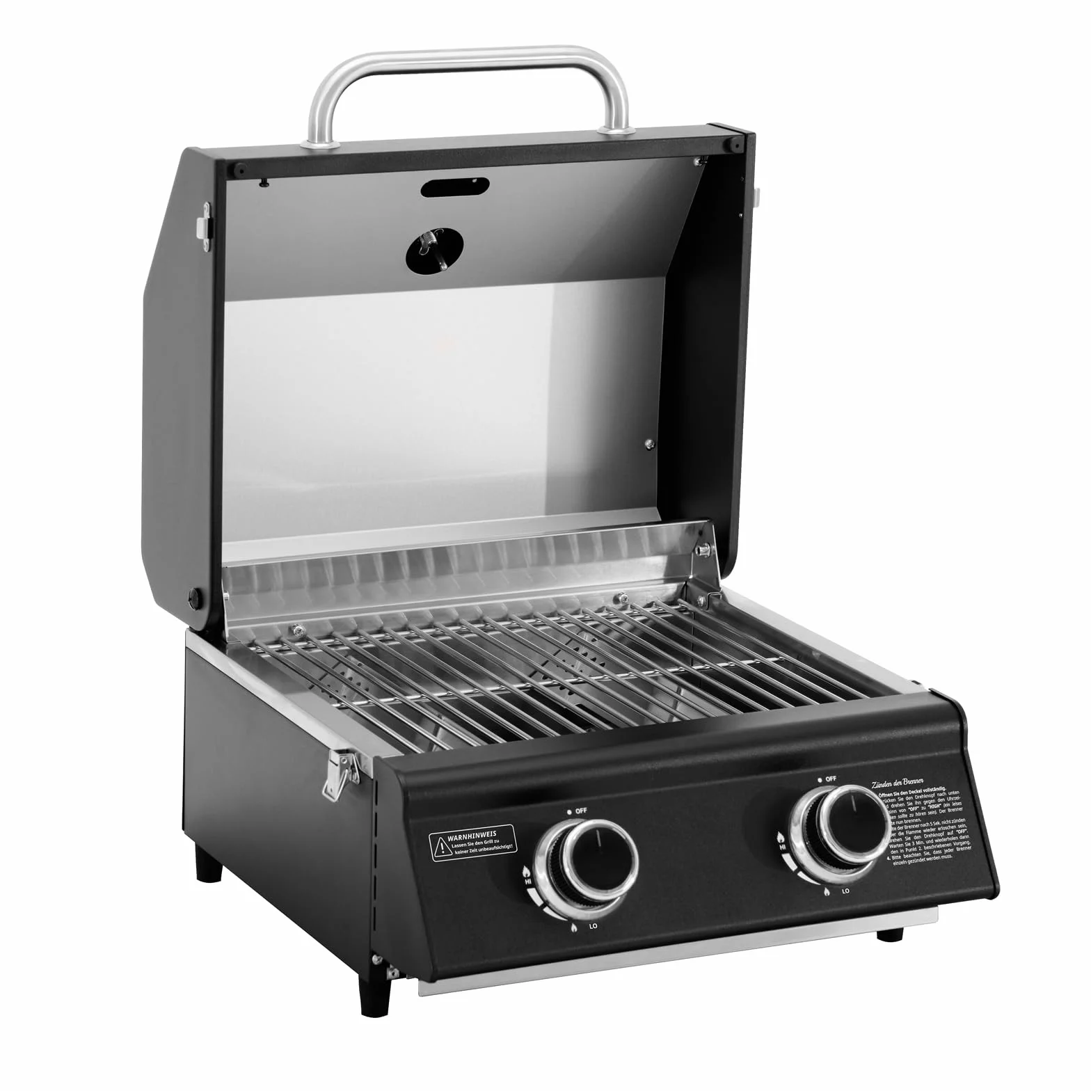 TAINO Platinum Compact Dark - Parrilla de mesa con 2 quemadores, parrilla de gas compacta para camping, mini barbacoa portátil