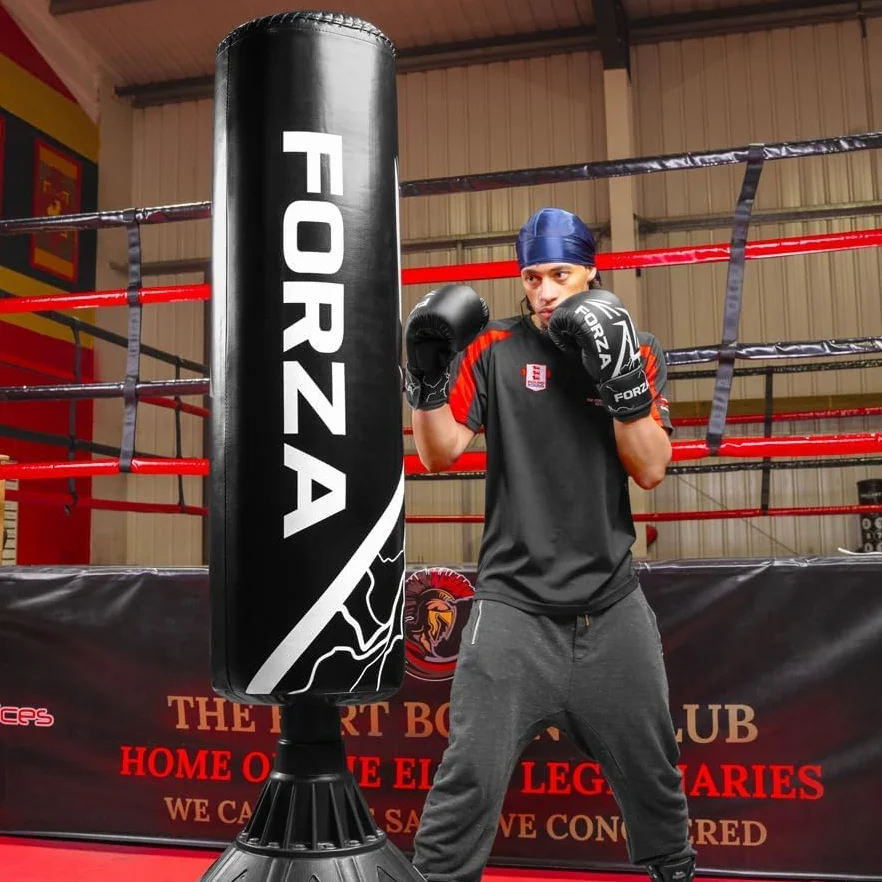 FORZA Saco de Boxeo Independiente 1,8m | Cuero de Microfibra Resistente con dianas numeradas para Entrenamiento de Boxeo, Kickboxing y MMA