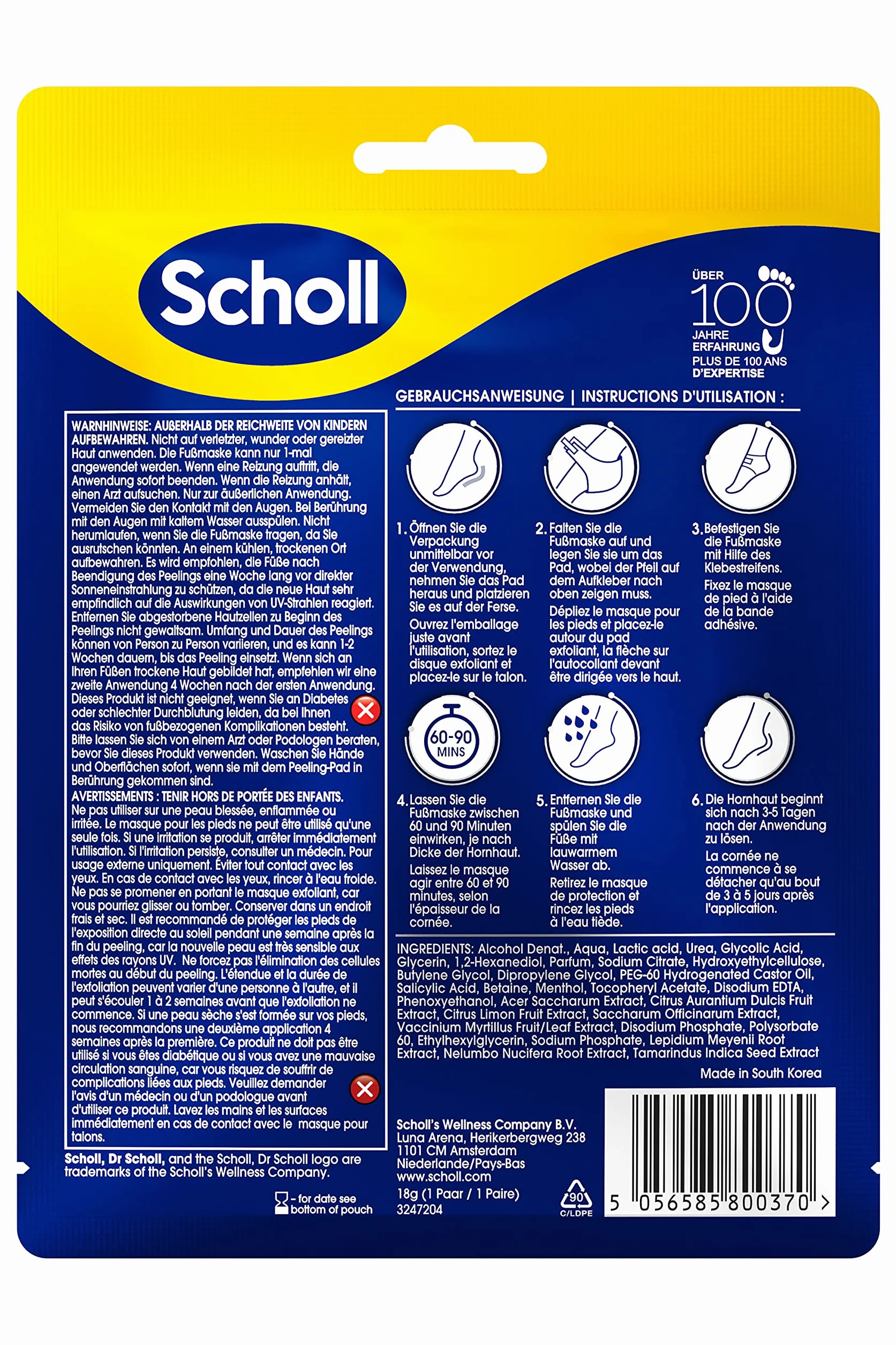 Scholl Máscara exfoliante eliminar callos calcetines pies suaves