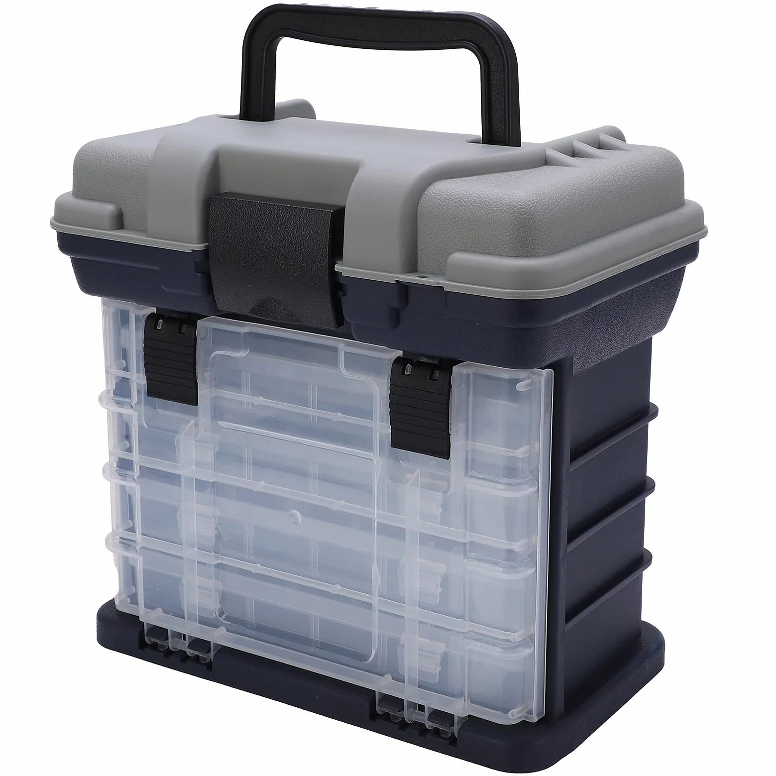 Caja de aparejos de pesca grande de 4 capas, utilidad portátil, mango de plástico, estuche de pesca de carpa, herramientas, material de mezcla de PP ABS resistente y duradero,