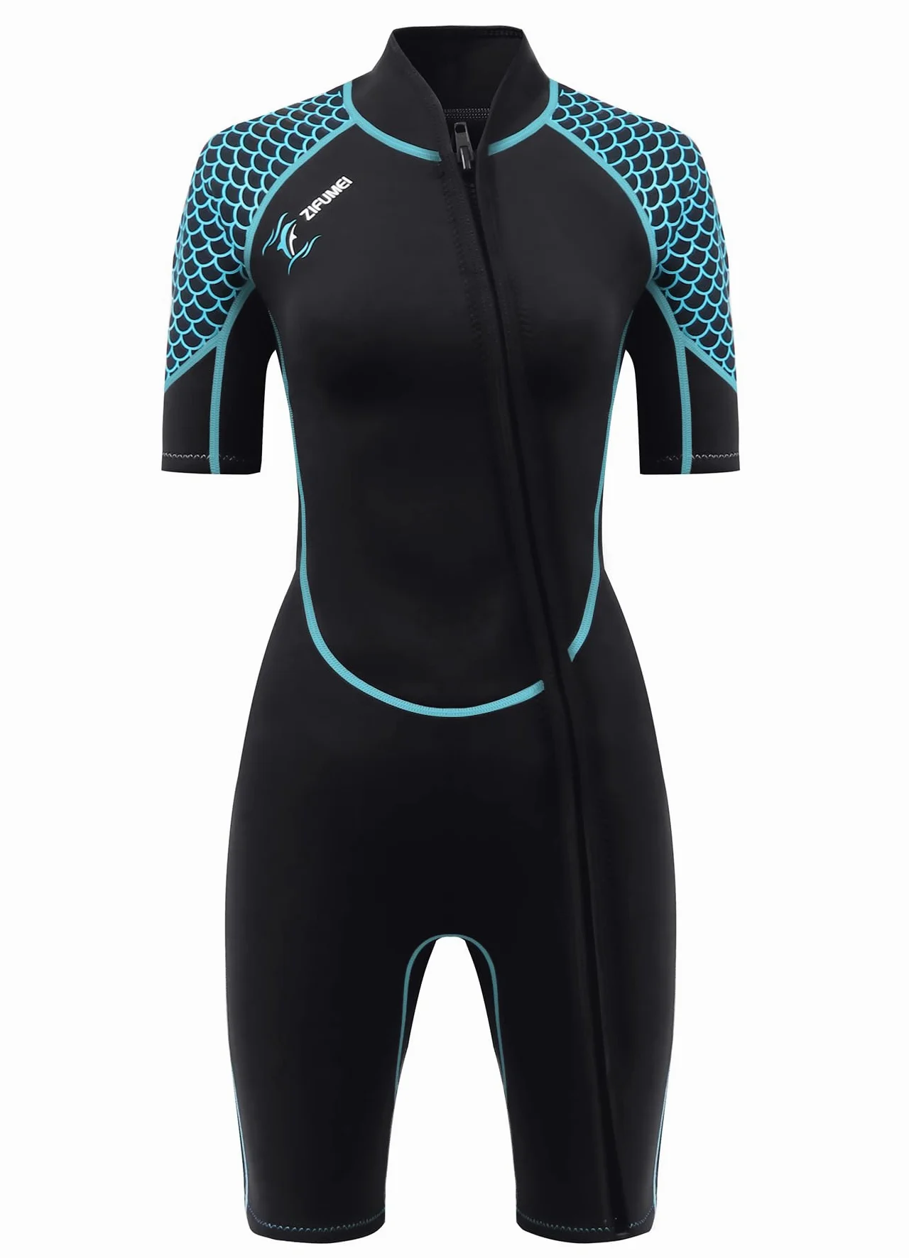 Traje de neopreno corto para mujer de 3 mm, traje de buceo con cremallera frontal, traje de buceo de una pieza, secado rápido, protector de erupción de cuerpo completo para buceo, esnórquel, surf,