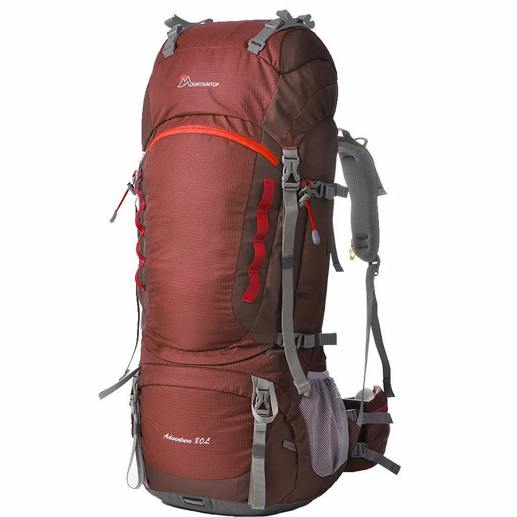 MOUNTAINTOP 80L Mochila Senderismo Trekking Montaña Hombre Mujer | Diseñada para trekking y expediciones, cremalleras YKK, funda de lluvia, soporte lumbar reforzado cinturón acolchado