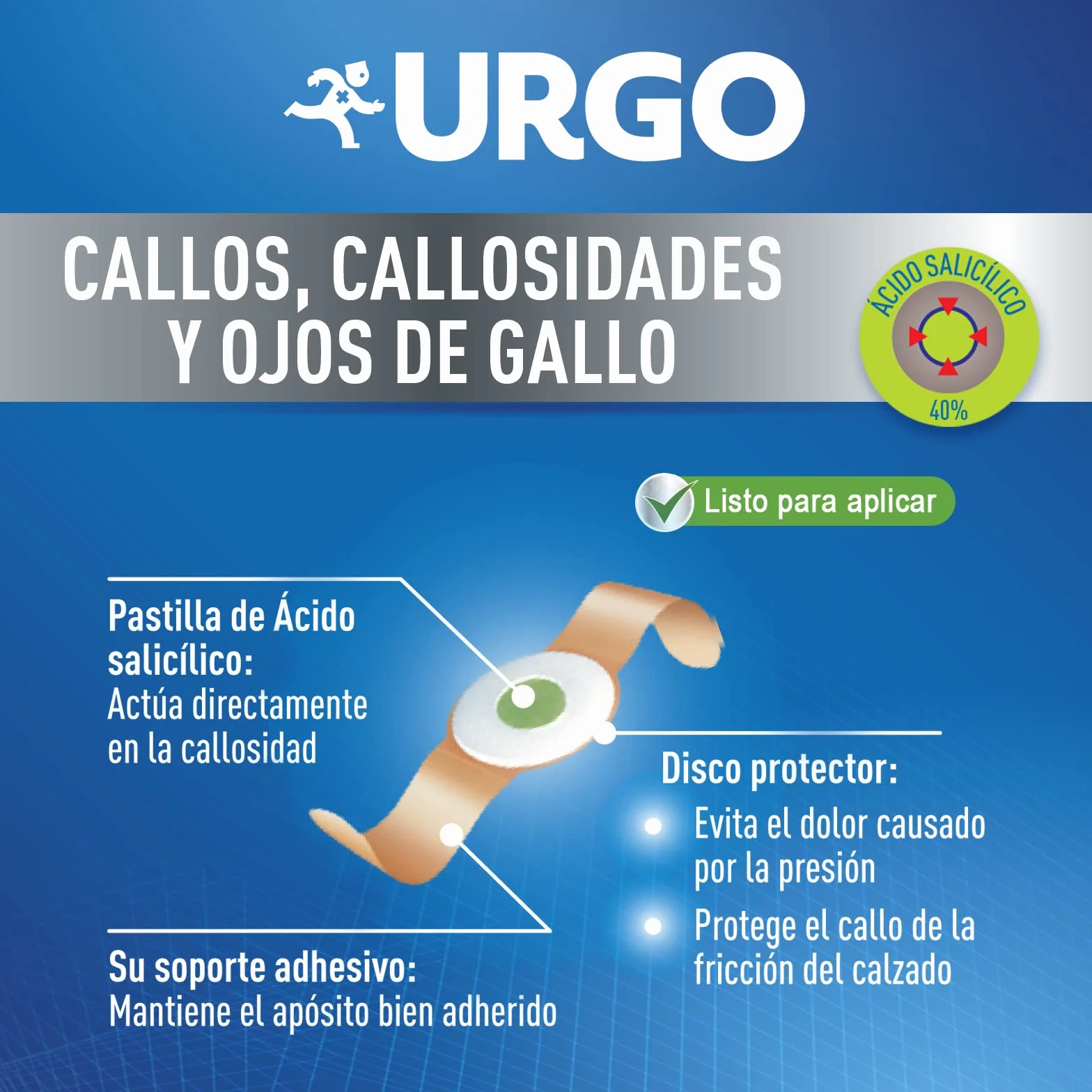 Urgo Urgocall para callos instalados y dolorosos con ácido salicílico caja 12 apósitos