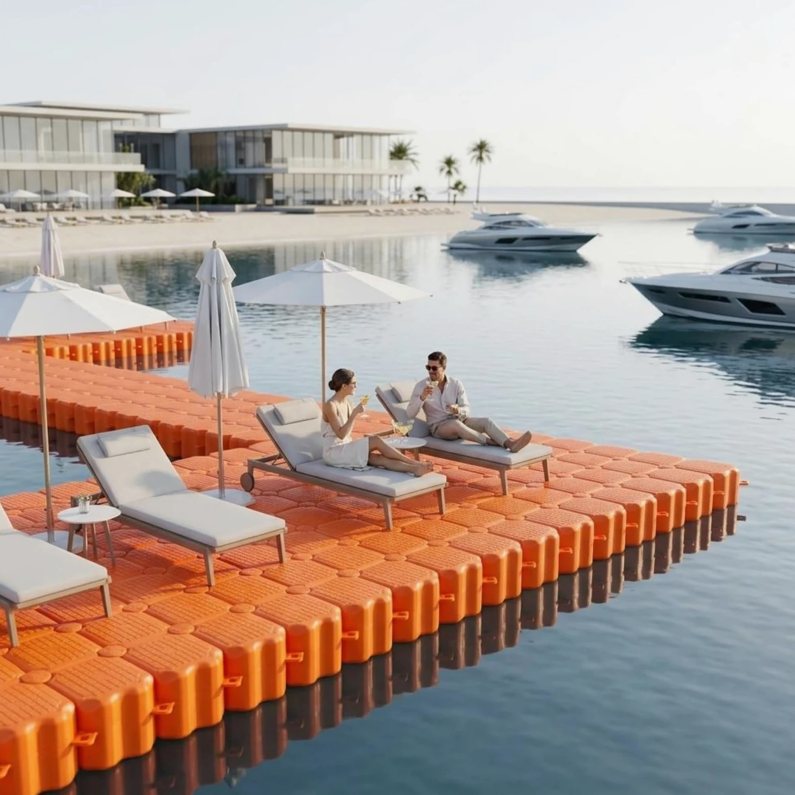 Módulo Flotante Bloque de HDPE con Superficie Rugosa y Conectores con Orificios Adecuado para Diques Puentes Modulares de Pesca