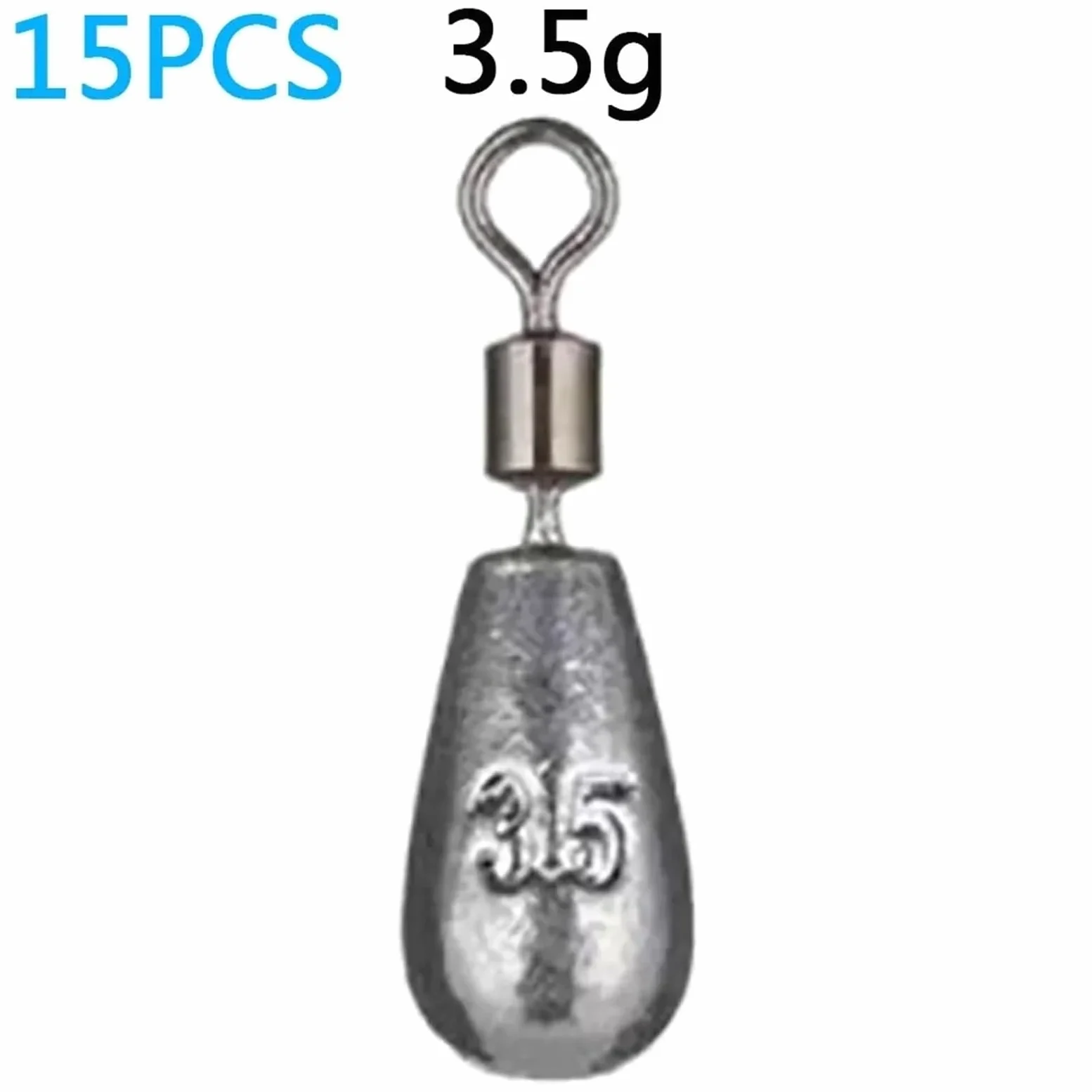 Juego de 15 plomadas de pesca de 3,5 g, 5 g, 7 g, 10 g, 14 g, 20 g, tubo de plomada, colgante de metal, kit de aparejos de mar, herramienta para deportes al aire libre (3,5 g)