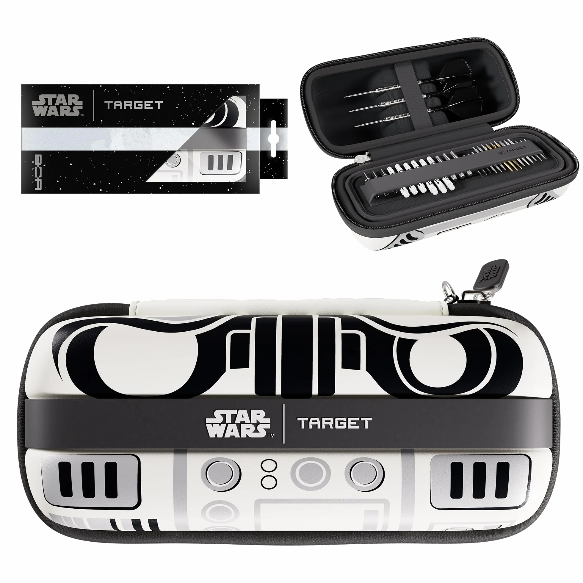 Target Darts Star Wars Stormtrooper Boa Cartera | Storm Trooper Estuche para Dardos Diseño Imperial, Compartimento para Puntas Swiss Point, Carcasa Rígida y Organizador Accesorios