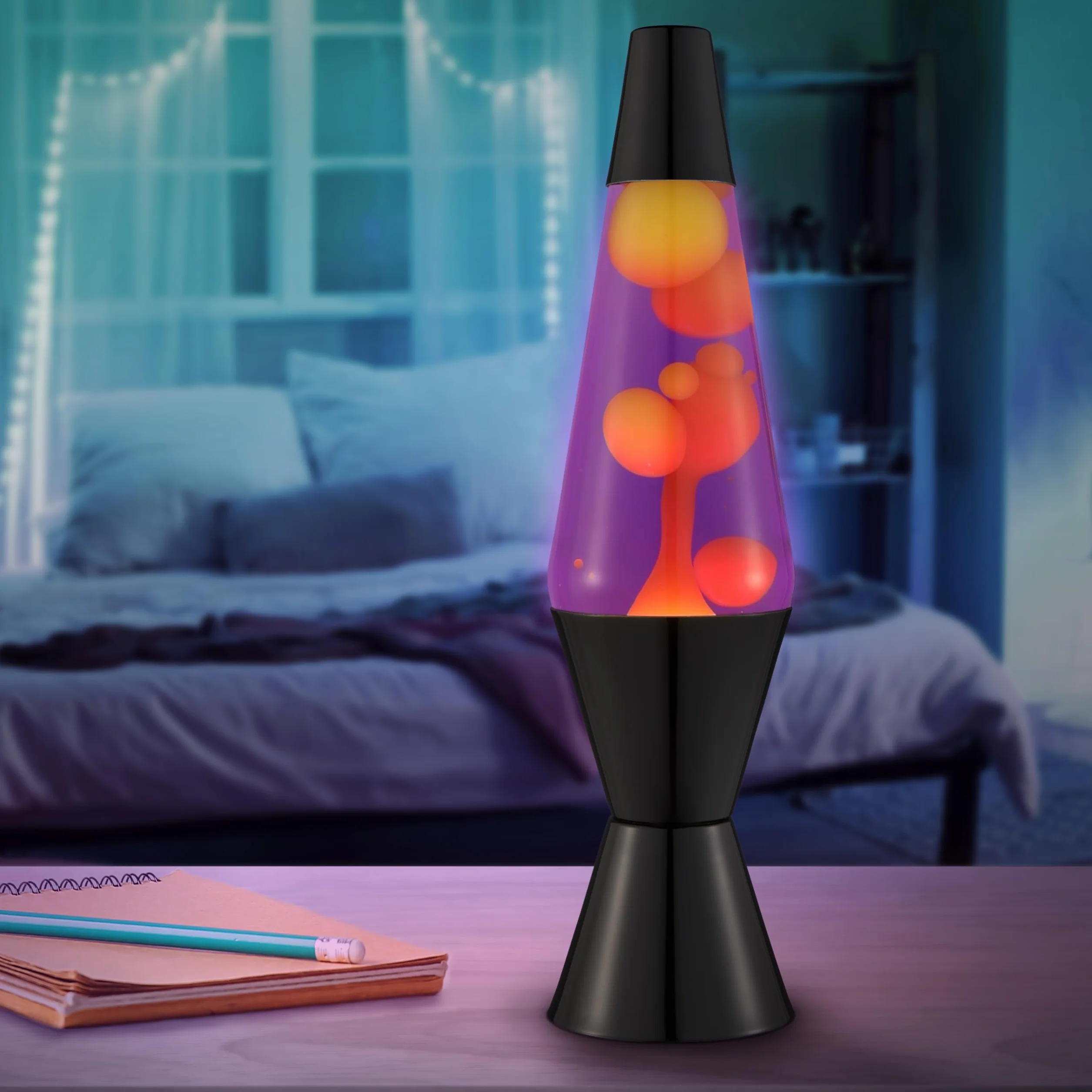 LAVA Lámpara Lava 14,5 pulgadas cera amarilla líquido morado original