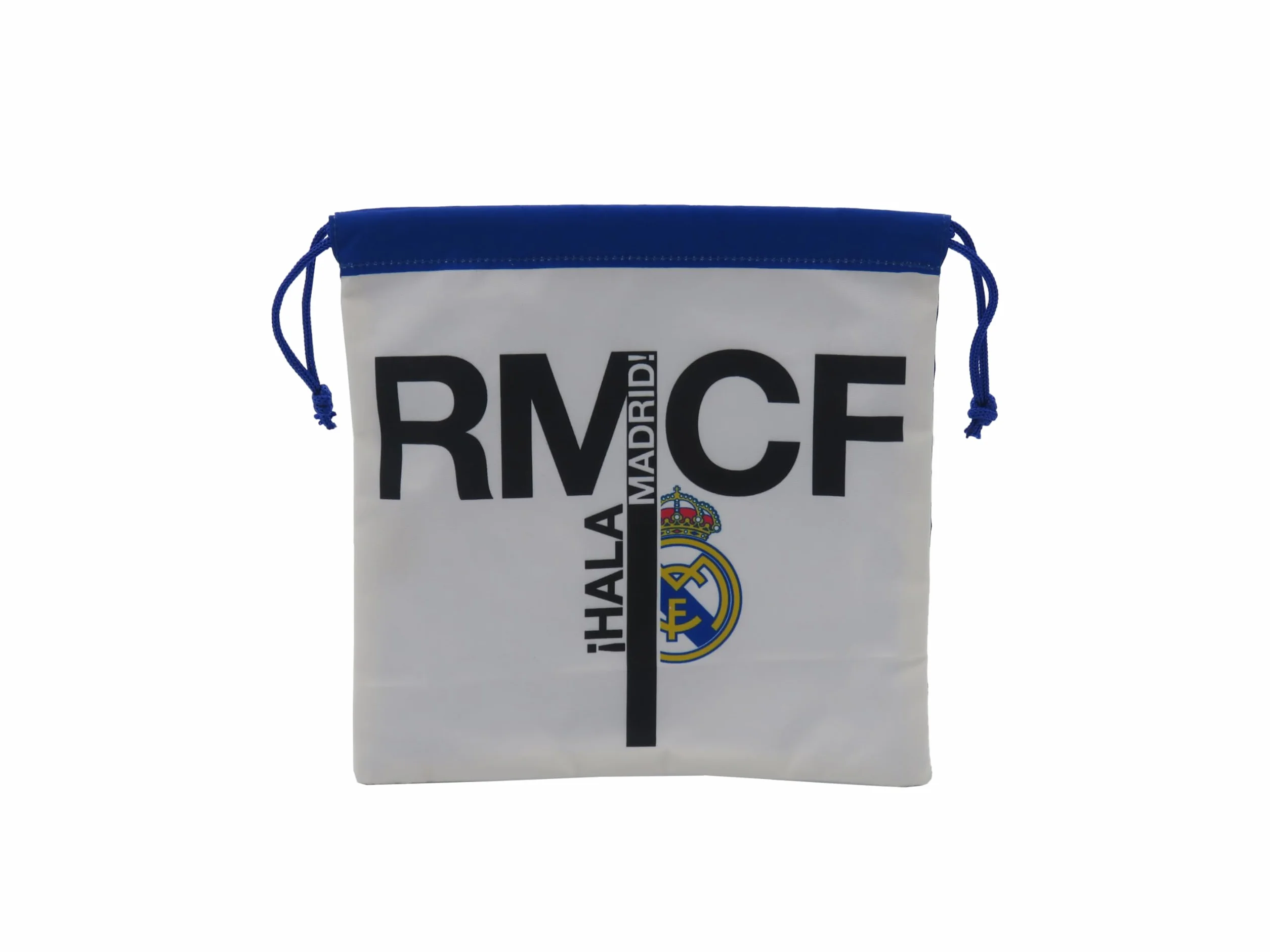 CYPBRANDS Real Madrid, Mochila Saco, Bolsa de Merienda, Almuerzo, Preescolar, Color Blanco, Producto Oficial