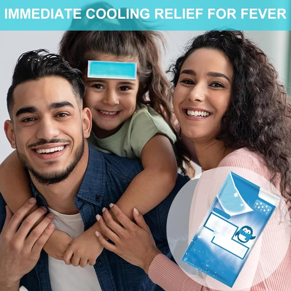 Parches Refrescantes para la Fiebre para Niños, Tiras para la Frente, Almohadillas de Gel Refrescante