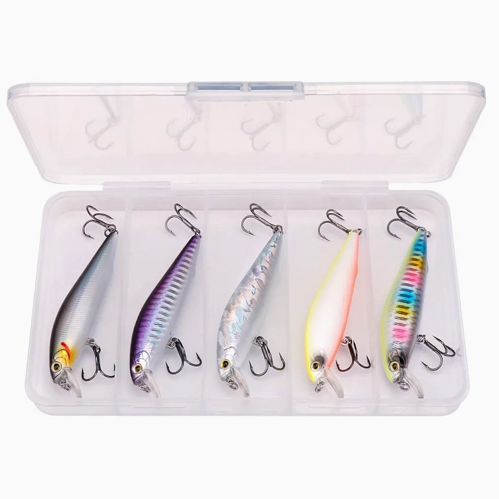 5pcs Negro Minnow Fishing Lure Set 90 mm 10g Wobblers de hundimiento for tuercos Luros Crankbaits Pesca Kit de Cebo Artificial (Color : 90mm 10g Seta)