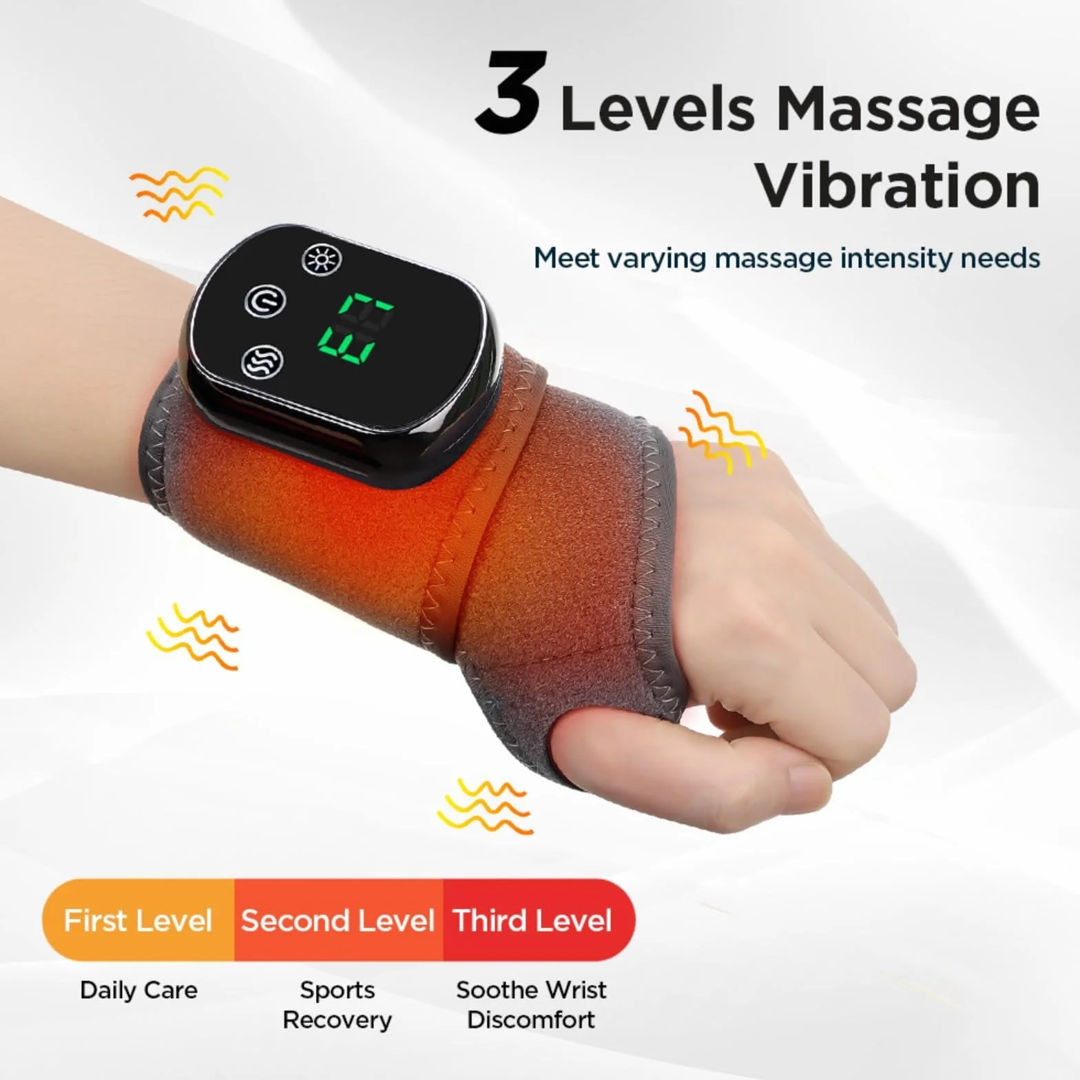 Masajeador eléctrico de muñeca con almohadilla térmica y vibración recargable ajustable para artritis tendinitis Gray