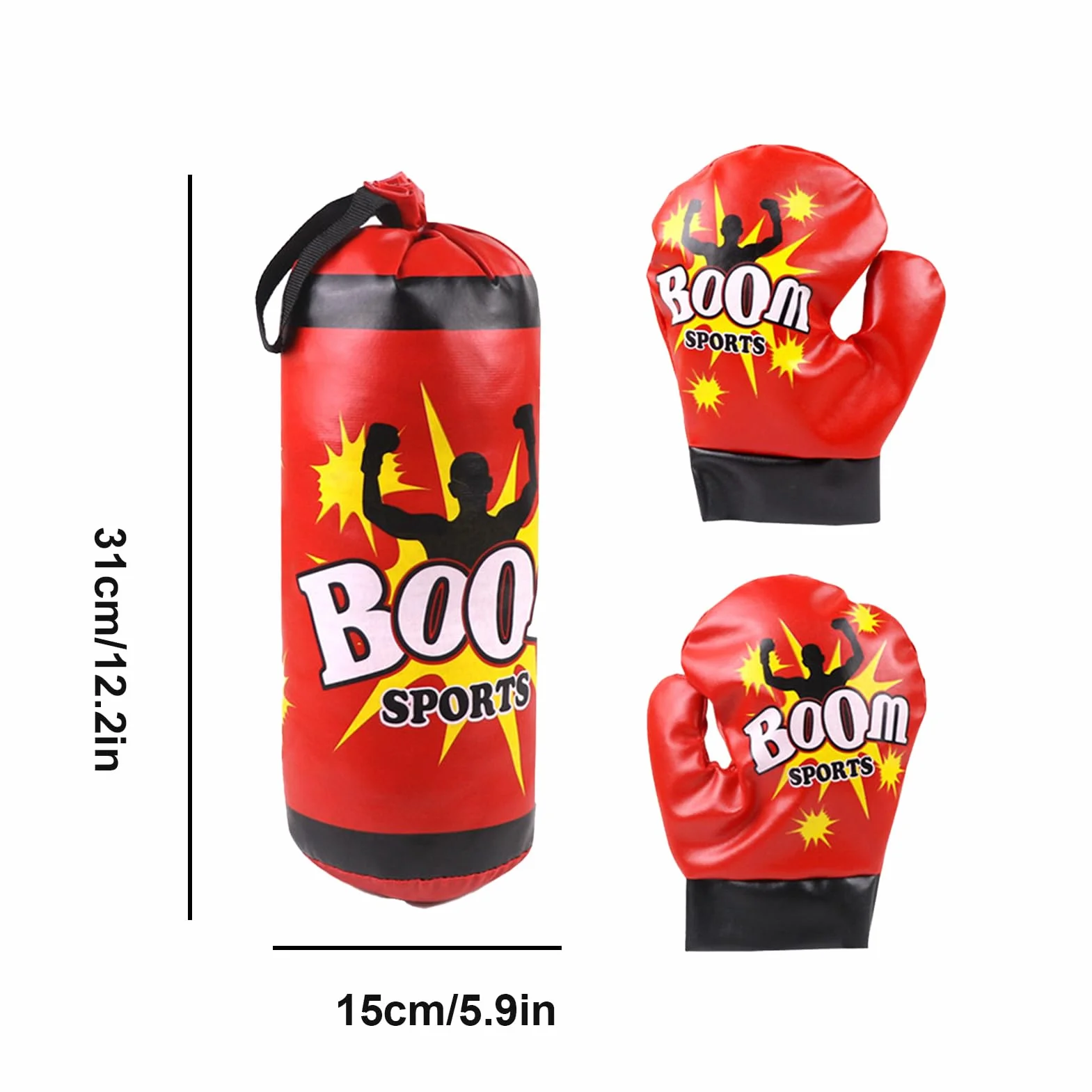 Kids Boxing Training Set - Durable Punching Bag with Gloves, Safe Sandbag for Beginners, Adjustable Hanging Equipment and Teens | Home Gym Fitness Kit for Kicking Practice Teen Fitnes Exercise
