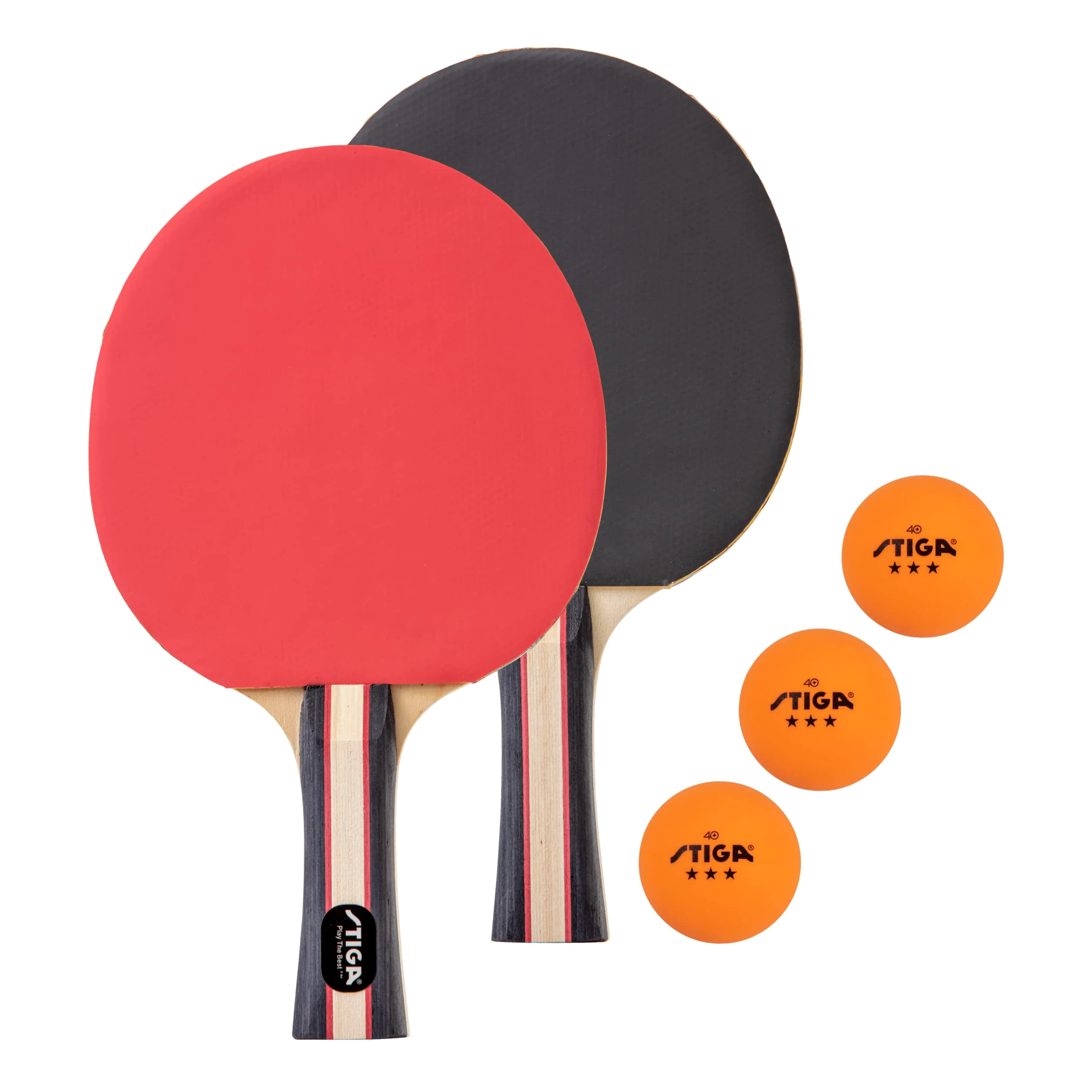 STIGA Performance - Juego de Ping Pong para 2 Jugadores, 2 Raquetas de Tenis de Mesa, 3 – 3 Bolas Naranjas de Estrellas Incluidas