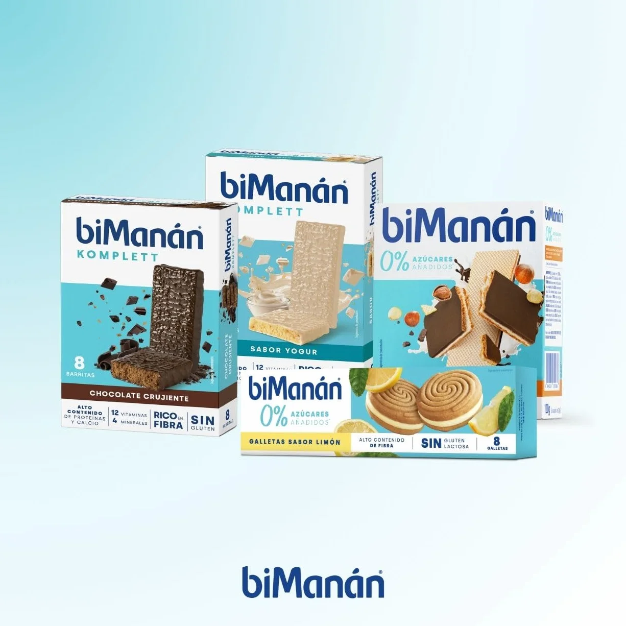 BIMANÁN KOMPLETT Barritas de Chocolate Crujiente, Ricas en Proteínas y Fibra, 12 Vitaminas y 4 Minerales, sin Gluten - 8 Unidades (280g)