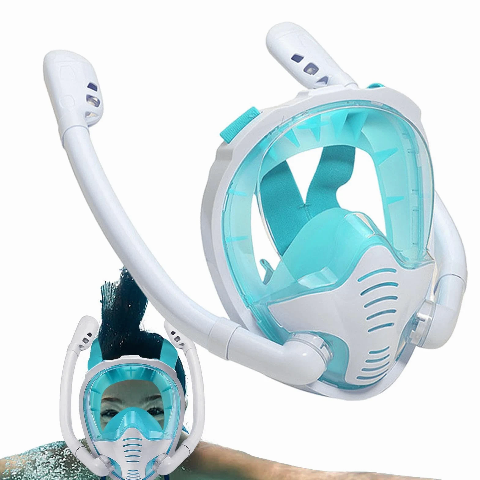 Gafas de buceo de cara completa, gafas de buceo sin fugas, antivaho para adultos, sin fugas, de silicona, para cabeza de natación, cubierta de cabeza de buceo para hombres