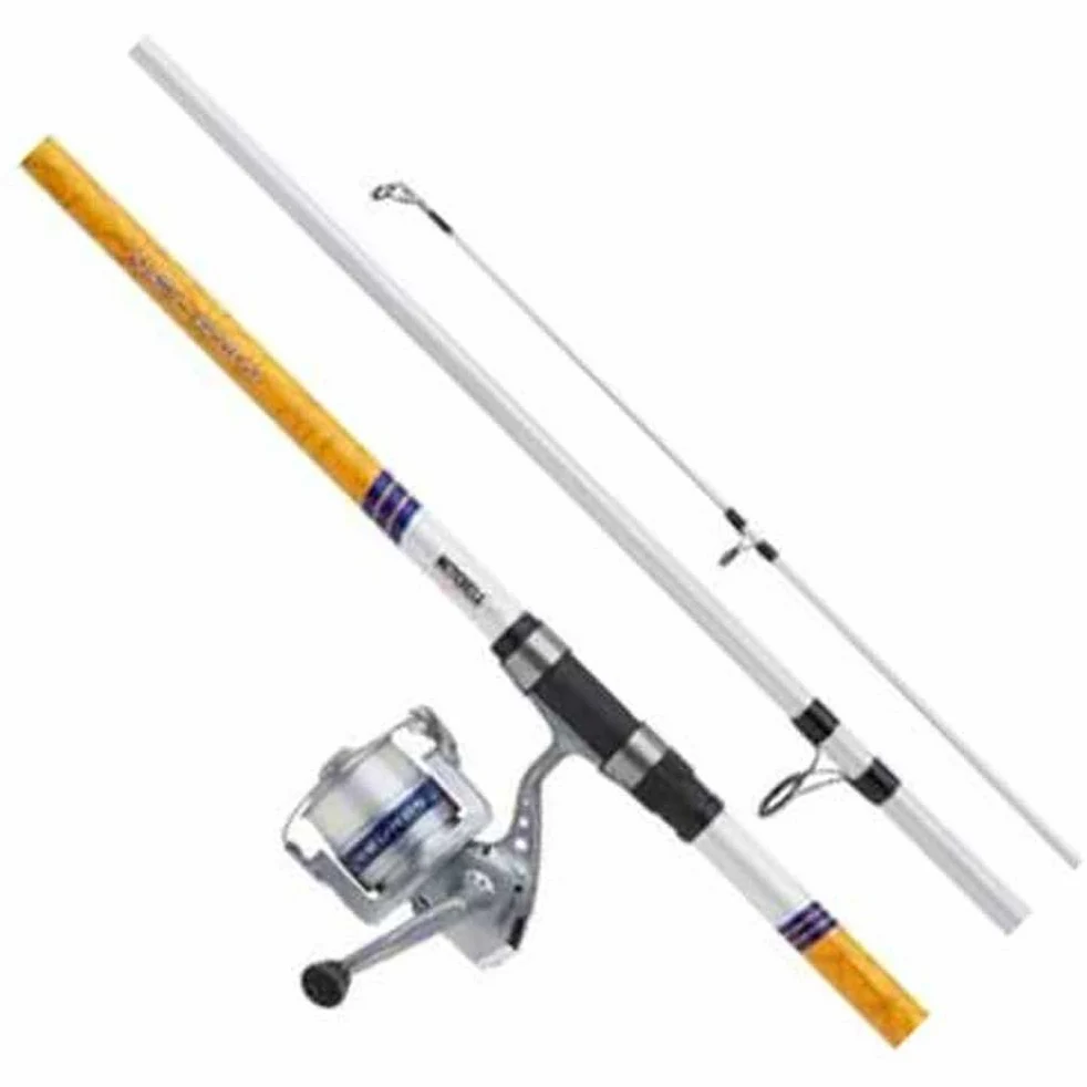 Mitchell Juego de caña de neurona Unisex para Adultos, con señuelos, Combo de Pesca Listo para Usar, Blanco/Plateado/Naranja