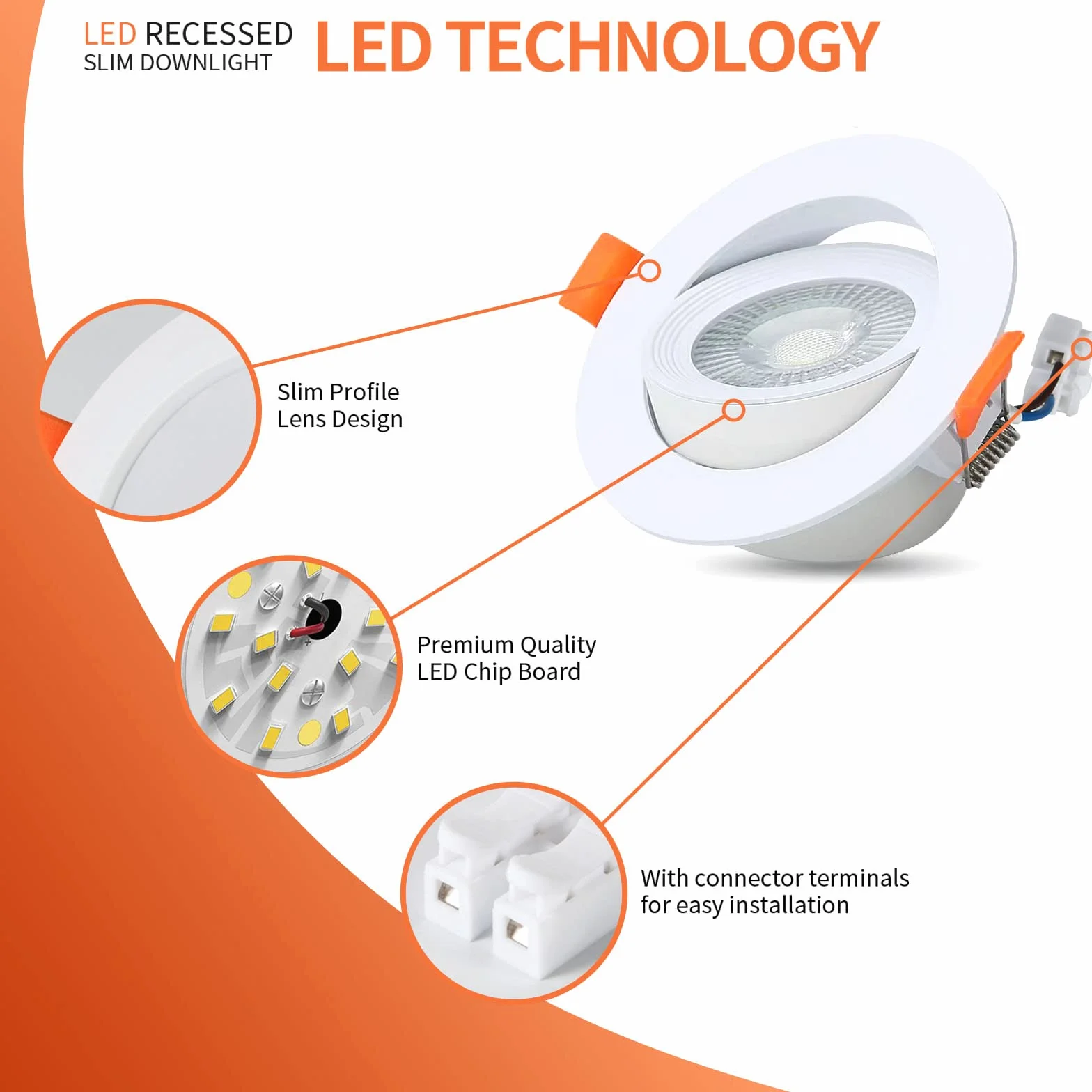 LED Focos Empotrables 7W 650LM 6500K Blanco Frío AC 220-240V Downlight Redondo Extraplano Ángulo Rotable 40° 3 Pack