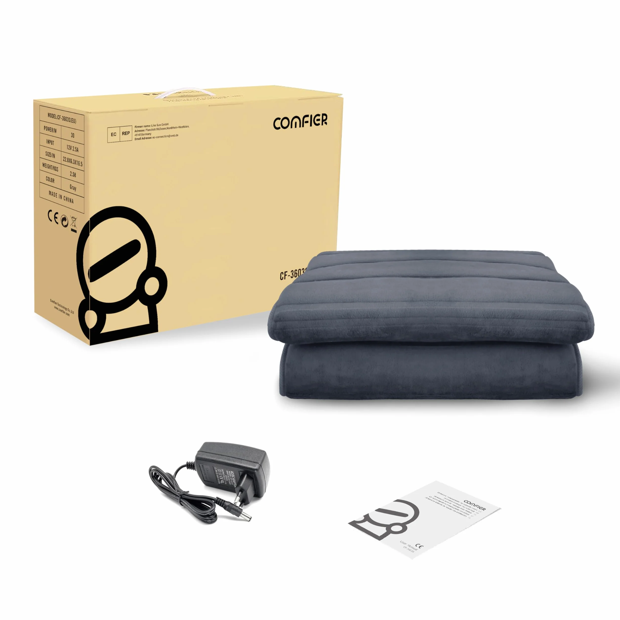 COMFIER Colchón de Masaje Eléctrico 10 Motores Vibrantes Almohadilla Térmica 2 Terapias Apagado Automático