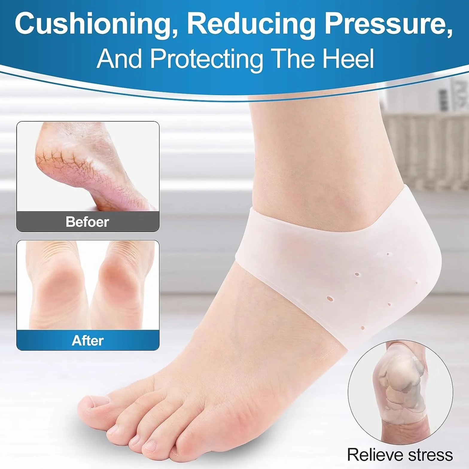 Protectores de Talón de Silicona, Protector Talon Zapato para Fascitis Plantar, Espolones Tacón