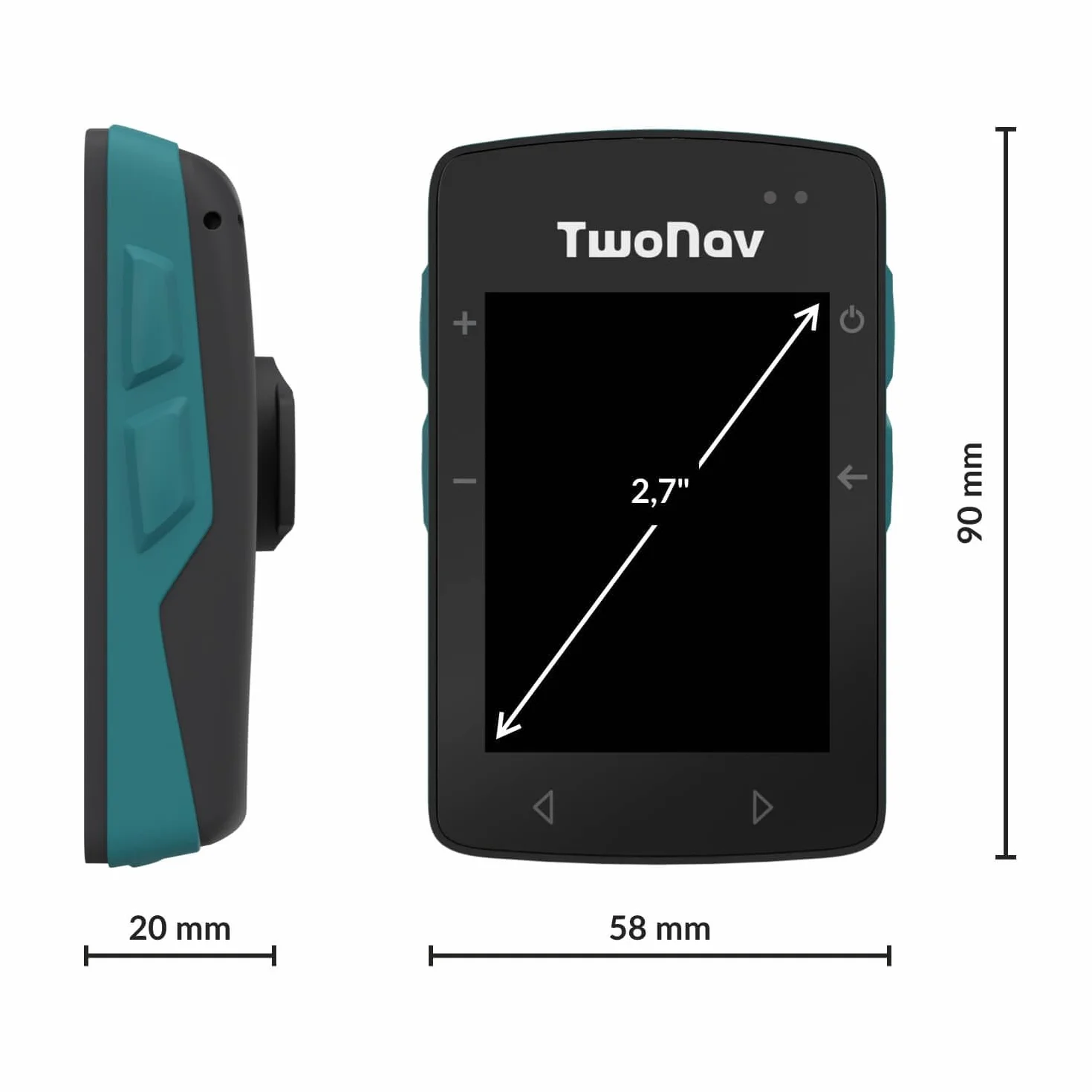 TwoNav Roc + Pulsómetro Pecho, GPS con Pantalla 2.7 Pulgadas para MTB, Ciclismo, Gravel o bikepacking con mapas incluidos. Color Turquesa