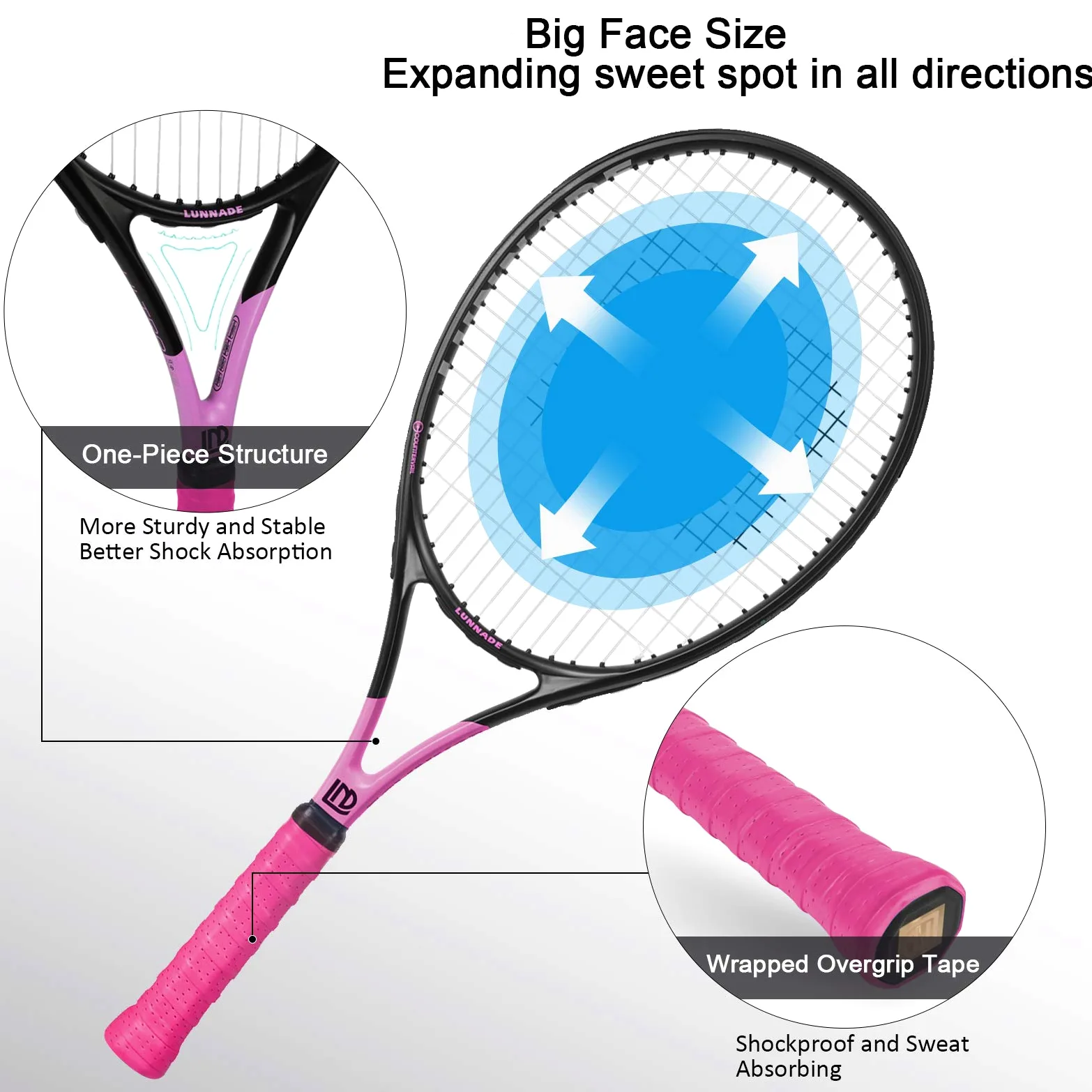 Raqueta de tenis para adultos, paquete de 2, duradera de 27 pulgadas, ligera, preencordada y regulable, adecuada para principiantes a jugadores intermedios