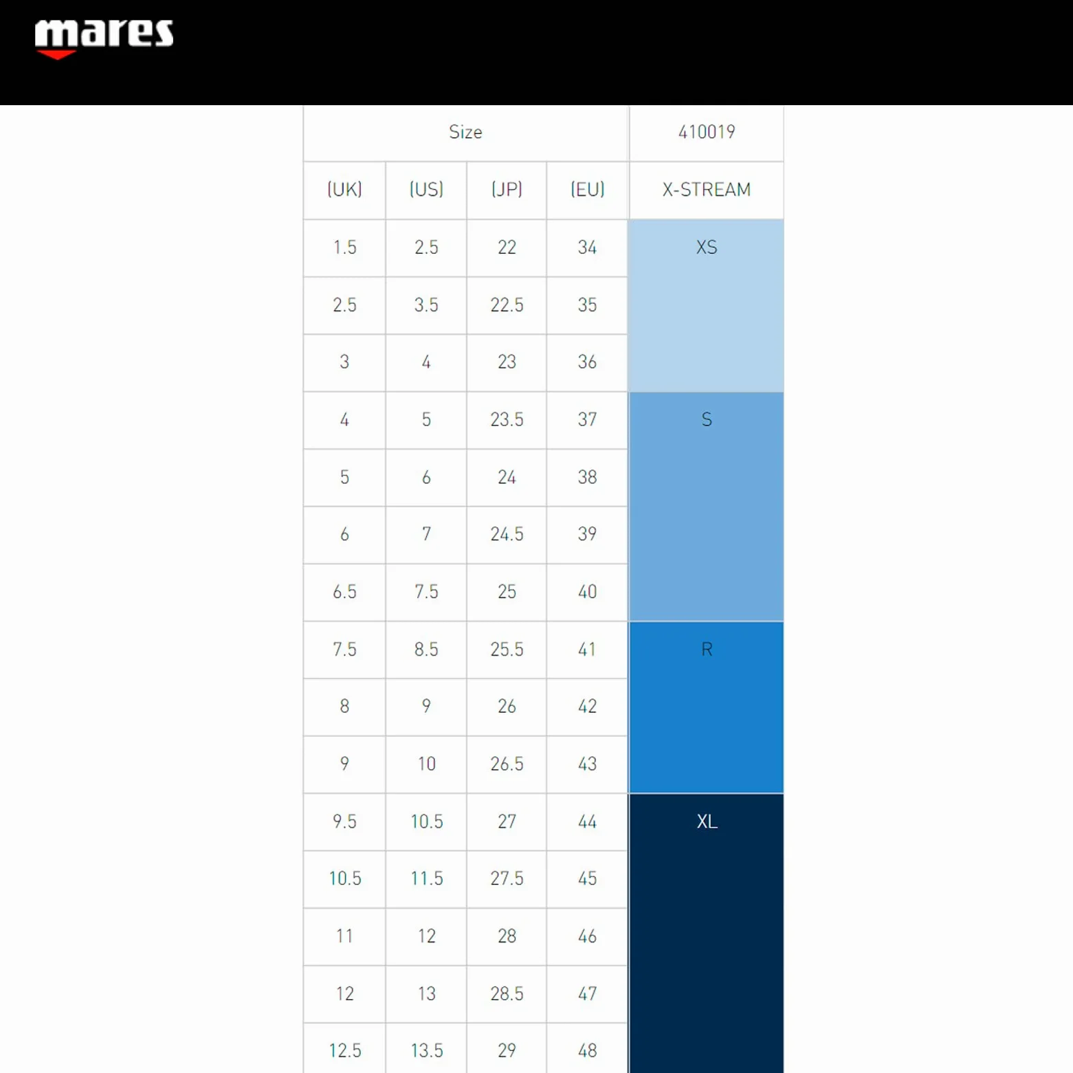Mares Fins X-Stream 410019BNXLOR