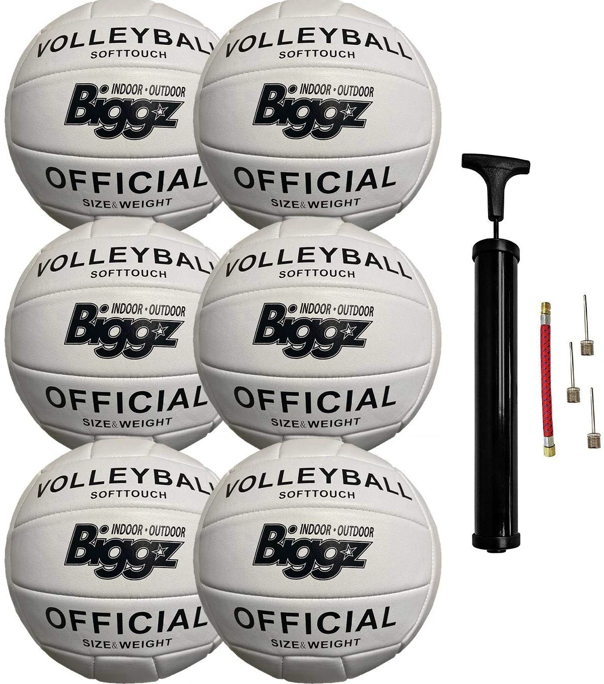 Biggz - Bolas de voleibol (6 unidades, piel suave al tacto, interior/exterior)