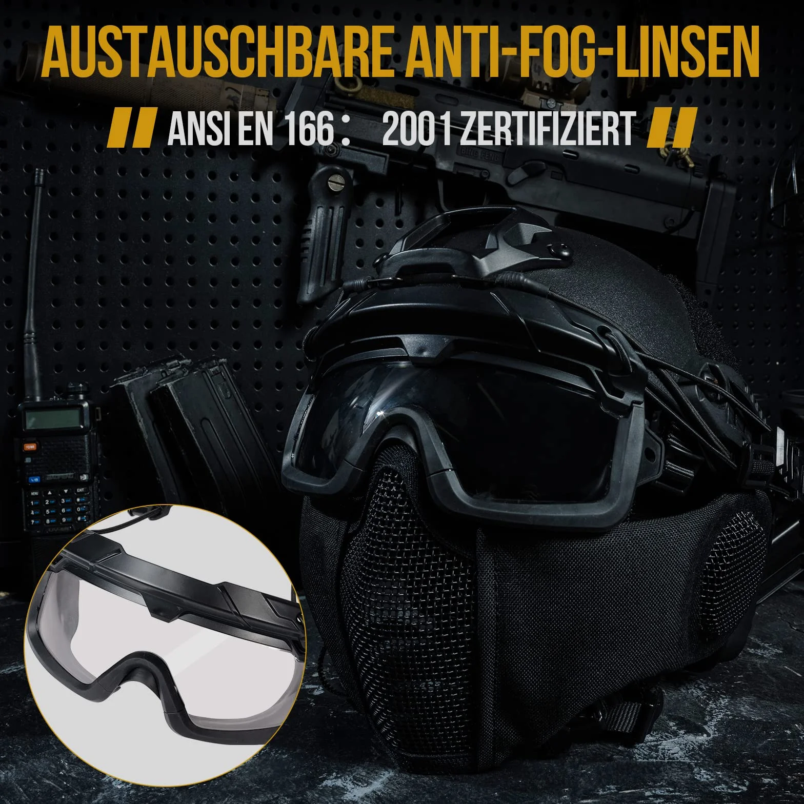 OneTigris Casco de Airsoft, Casco de Paintball Mich 2000 con máscara y Gafas para Airsoft Paintball