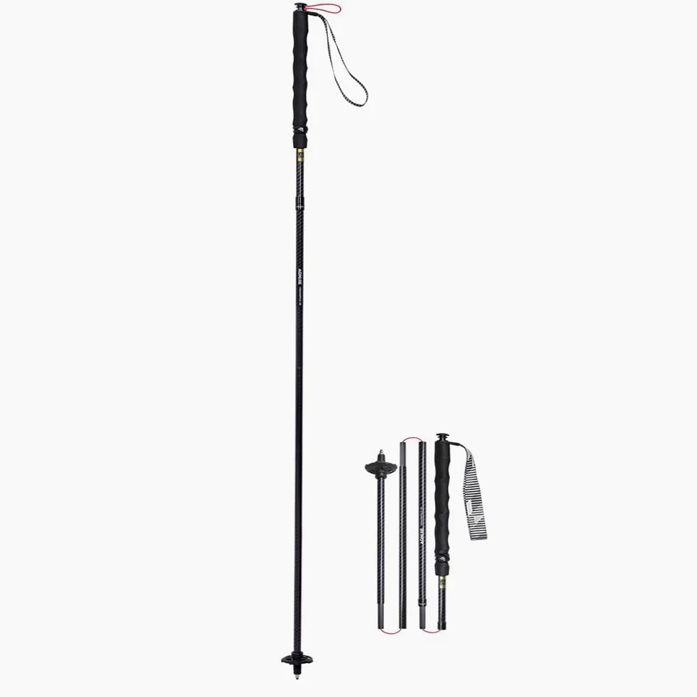 AONIJIE Bastones de trekking de fibra de carbono, ligeros, plegables, ultraligeros, para caminar y hacer senderismo (negro, 125 cm)