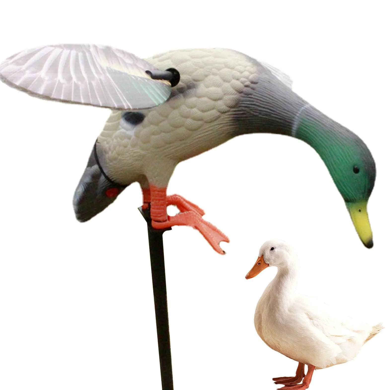 Pato Real Wing Flexible Duck, Cebo, Funciona con | Pilas, Mando a Distancia, señuelo para la Caza de Patos, instalación sin Esfuerzo
