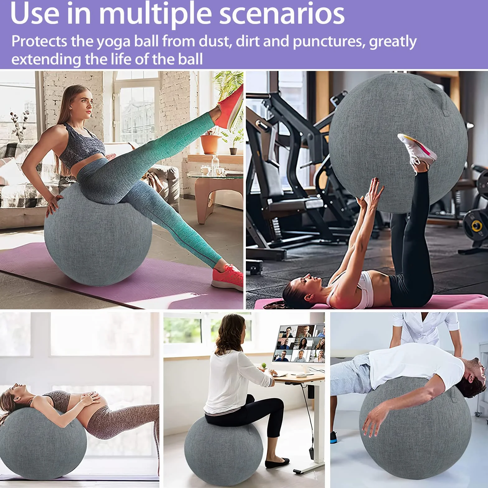 ZOSONET Funda para Pelota de Fitness de 55 cm, 65 cm, 75 cm - para Pilates, Yoga y Equilibrio