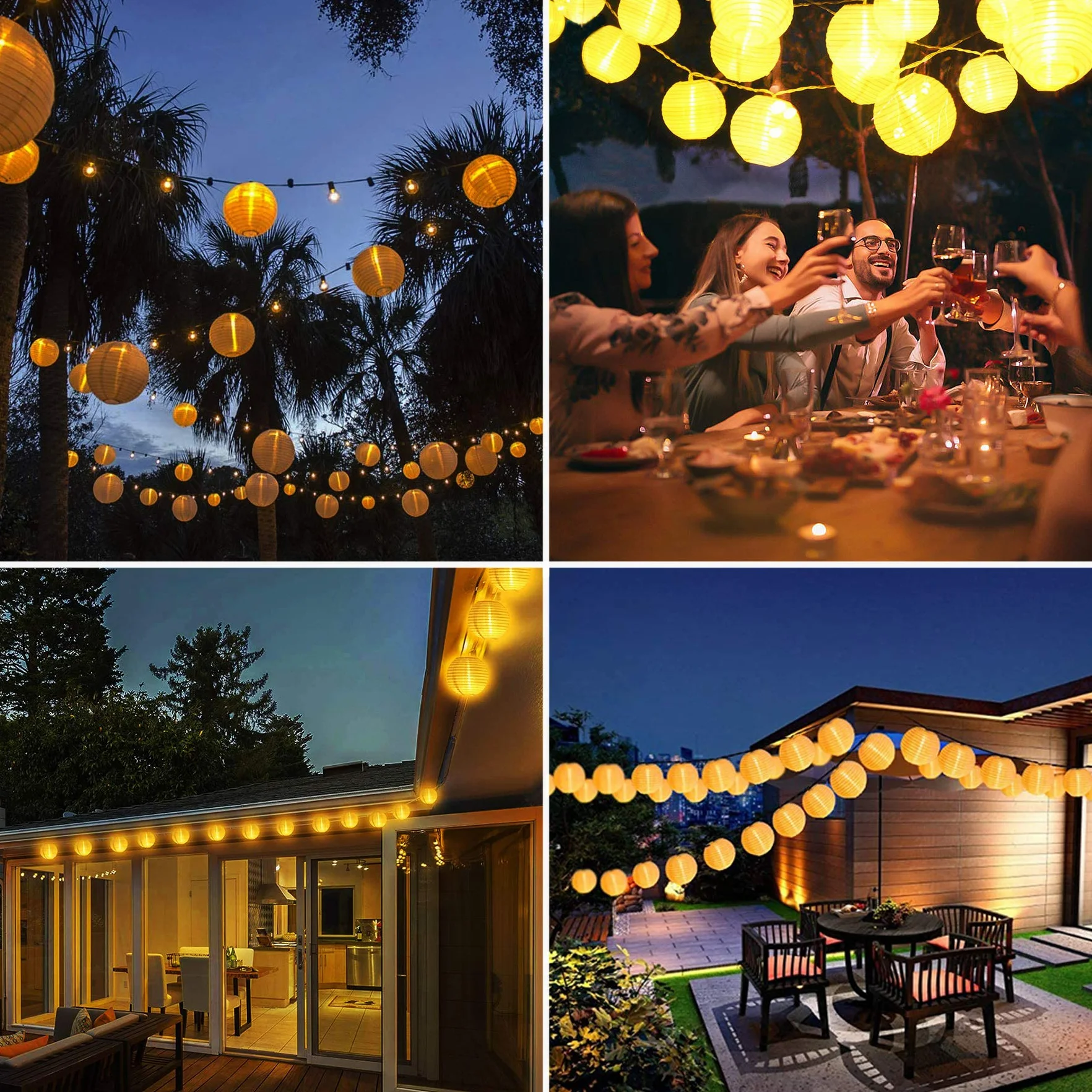 Lezonic Guirnaldas Luces Exterior Solar 30 Farolillos LED 8 Modos Blanco Cálido