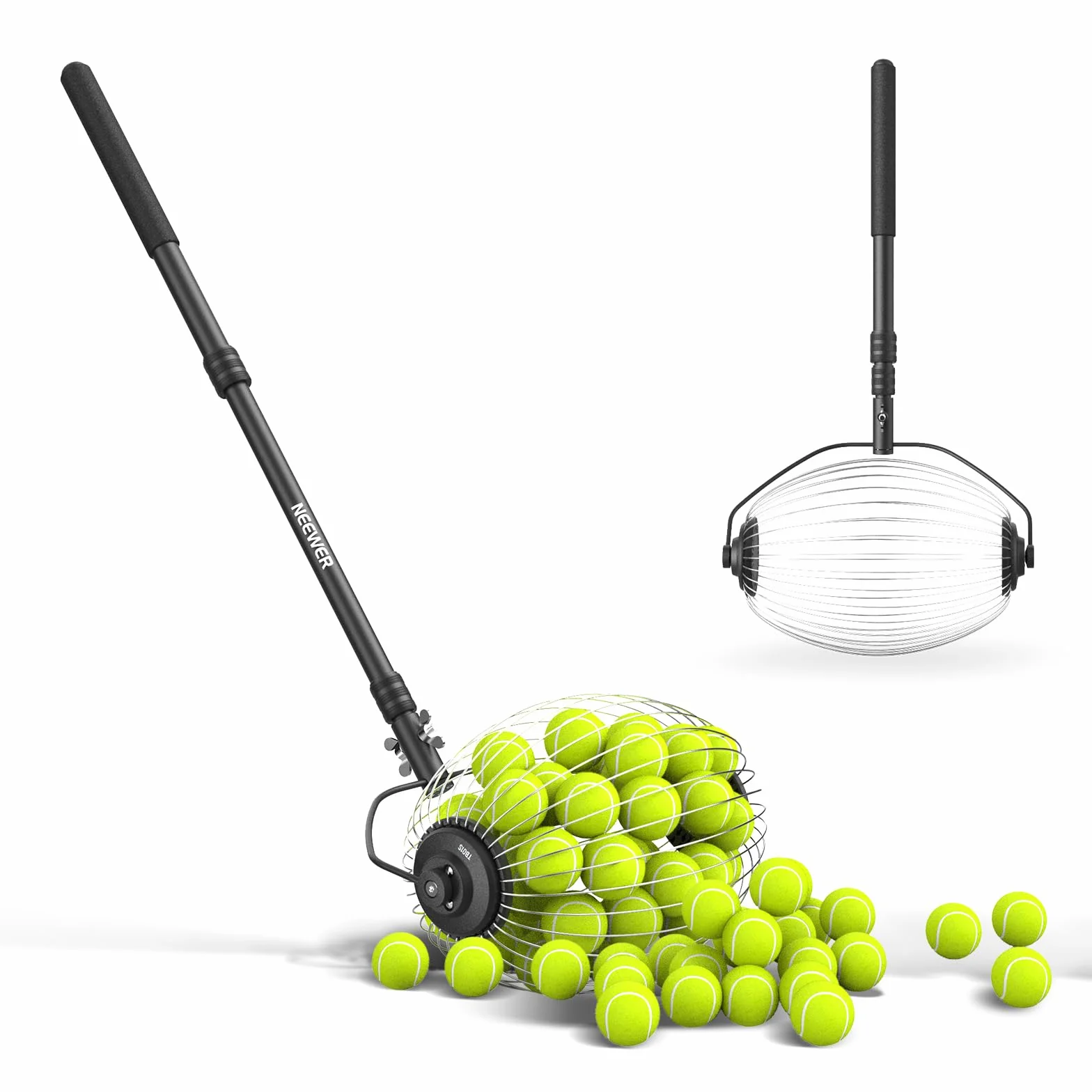 NEEWER TB01S Golf Ball Pickup Telescopic 30-58 Inch Hopper Picker Upper for 40 Balls Trainer Accessory