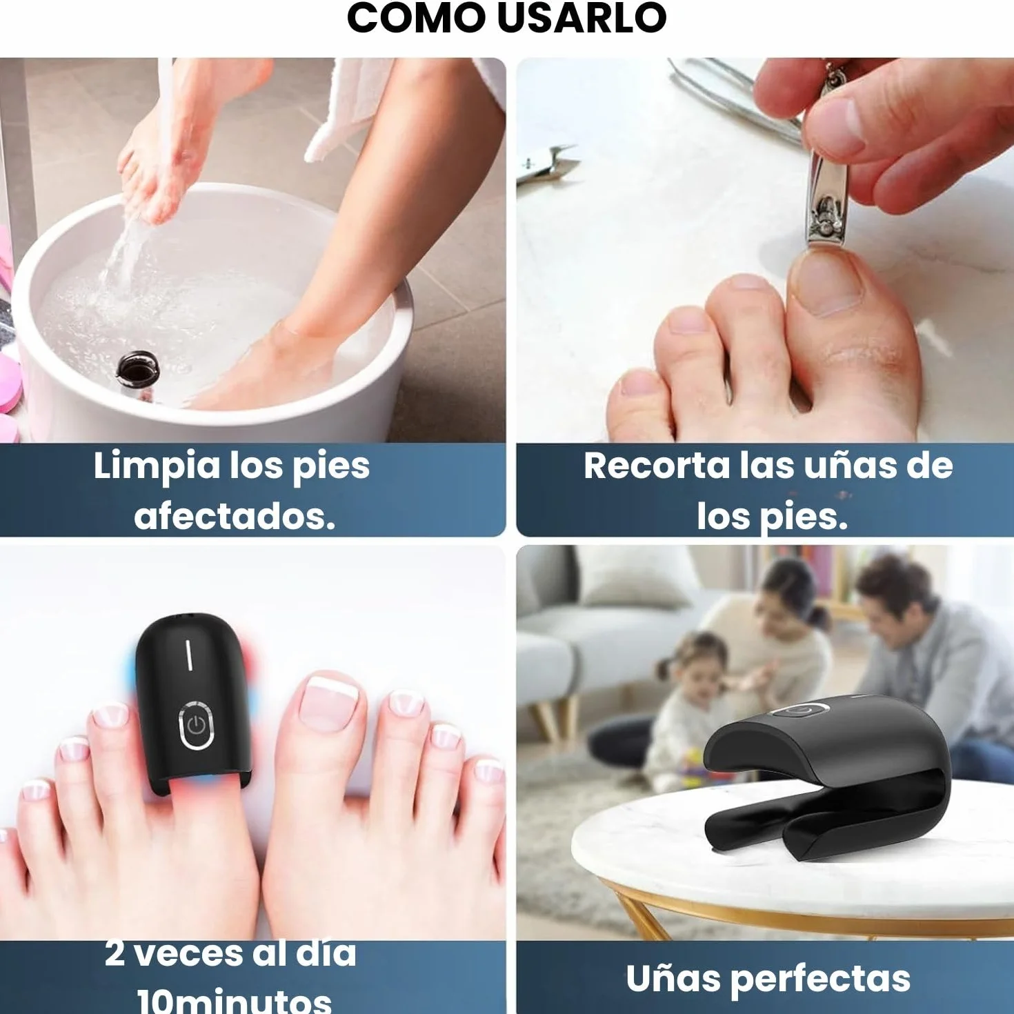 Tratamiento Hongos Uñas Pies Láser Onicomicosis Antifúngico Eliminar Micosis (Negro)