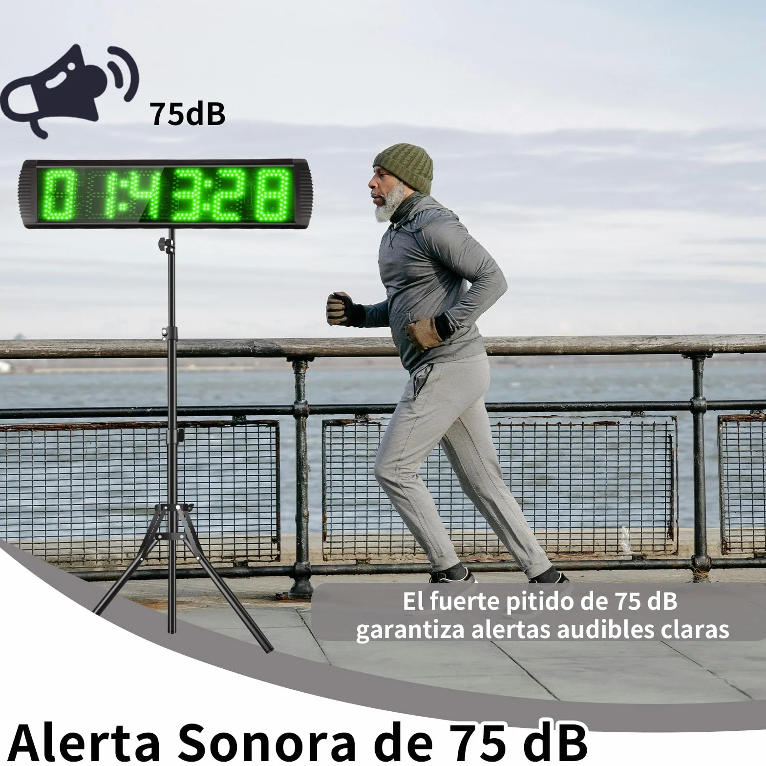 Temporizador con Botón de Inicio/Parada, Cronometros Deportivos 5'' con Soporte, 6 dígitos Temporizador de Cuenta Atrás/Arriba con Control Remoto, 12/24H Temporizado Digital para Maratón