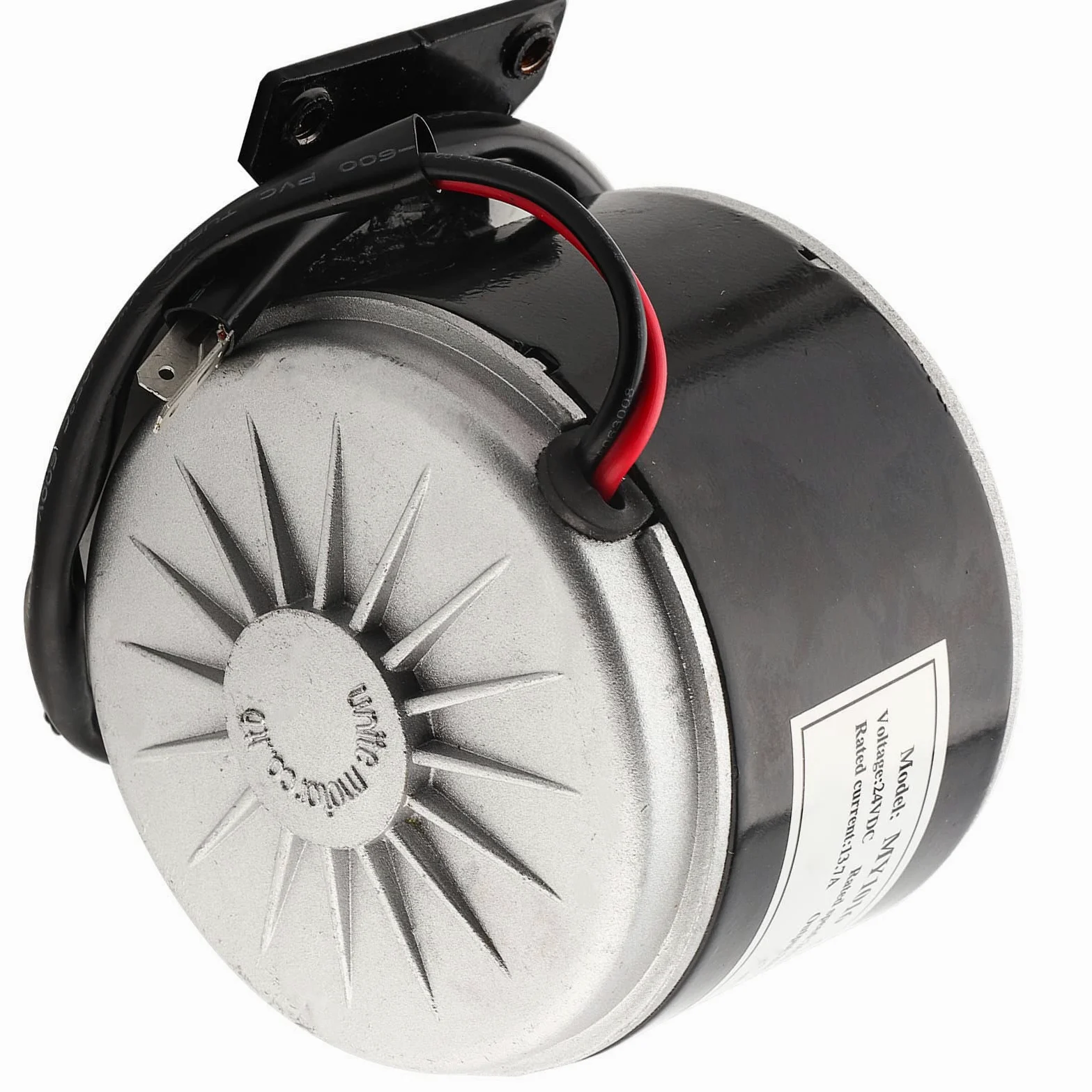MY1016 Motor de cepillo de alta velocidad de 24 V 250 W, motor de bicicleta eléctrica, motor de imán permanente de CC con polea de correa, motor de aluminio cepillado para