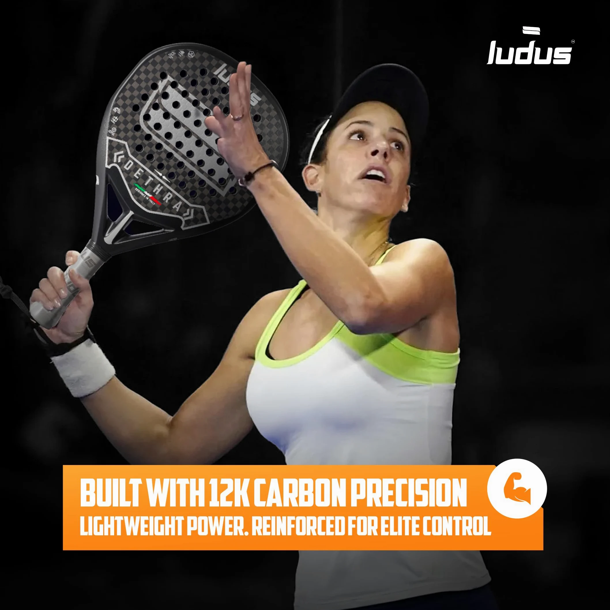 Ludus 2 Palas de Padel Fibra de Carbono 12K, Negro, 360g, con Tecnología EVA Media 15-17, Marco Reforzado, Superficie 3D, 2 Fundas Térmicas Incluidas + Overgrip Padel