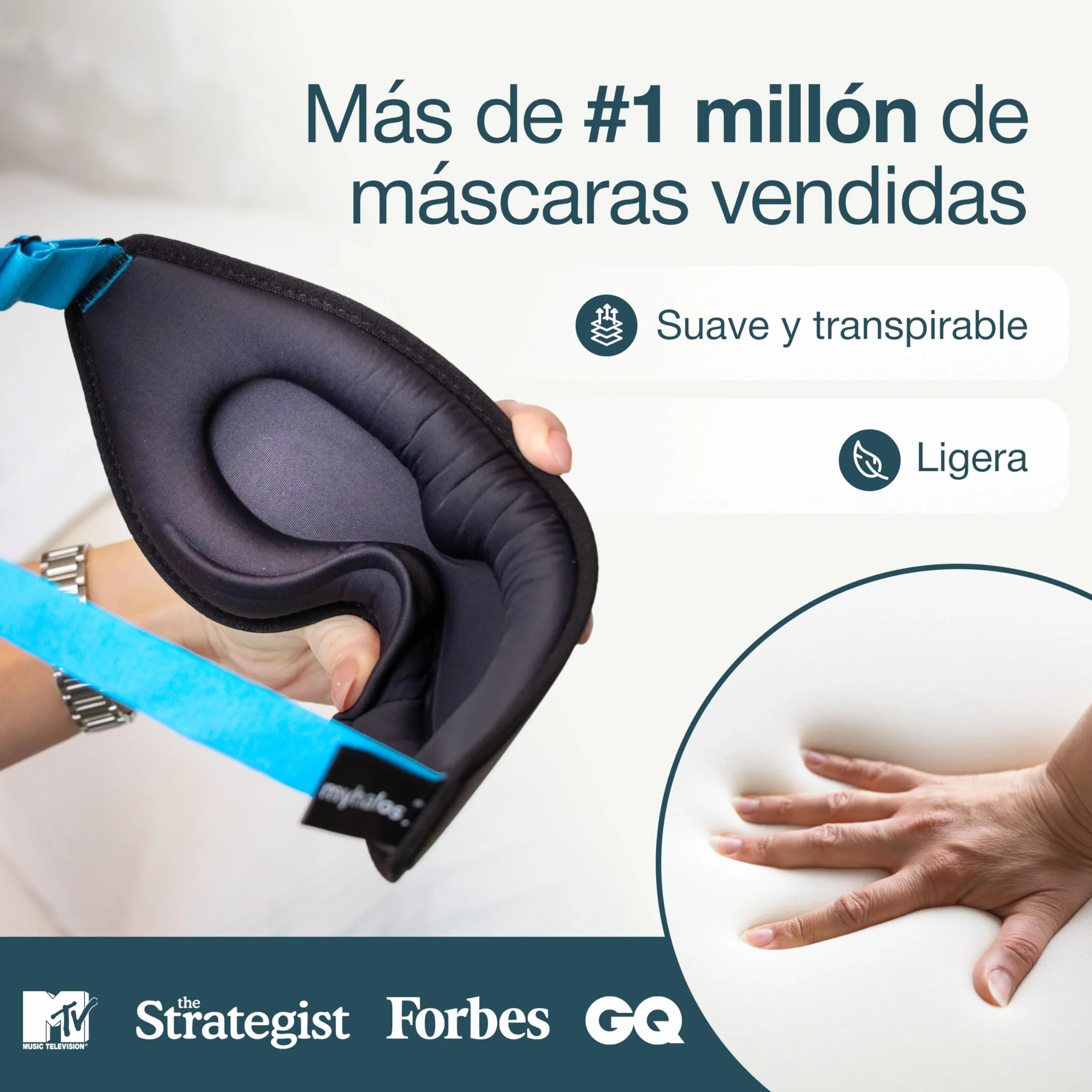MyHalos Mask Antifaz para Dormir Mujer y Hombre 2022 Sin Presión con Bolsa de Almacenamiento